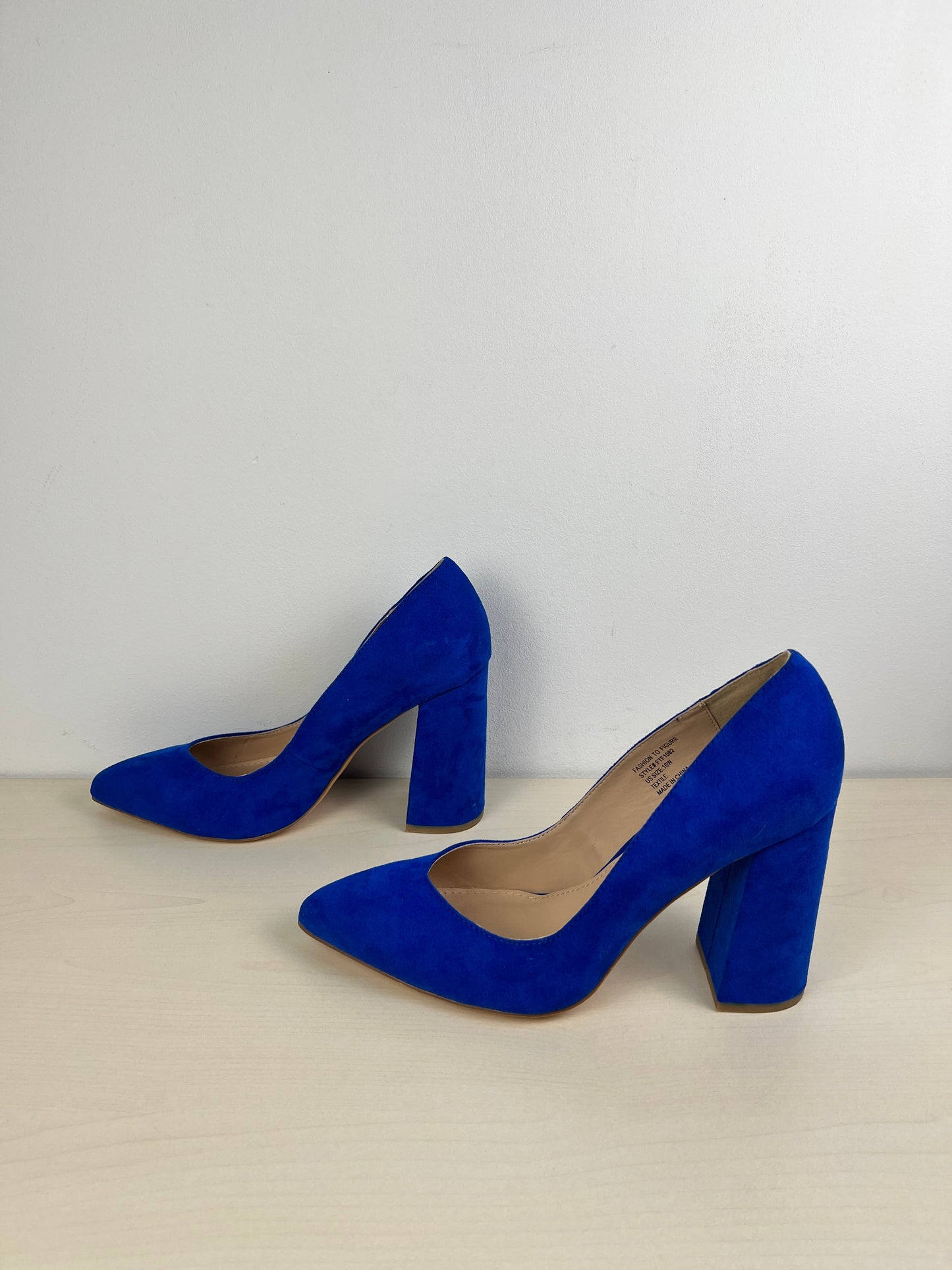 Blue Shoes Heels Block Fashion To Figure, Size 10