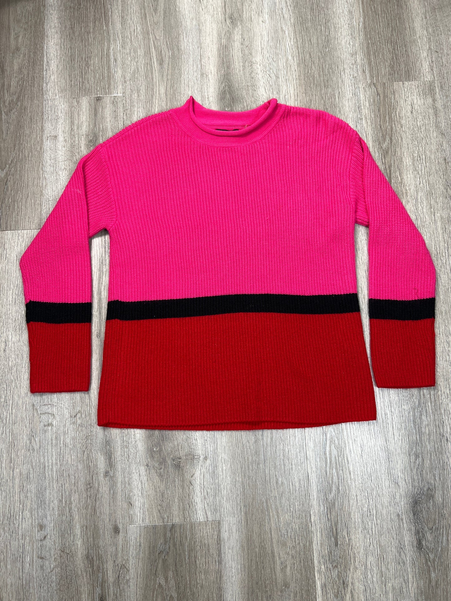 Sweater By Karl Lagerfeld In Pink & Red, Size: L