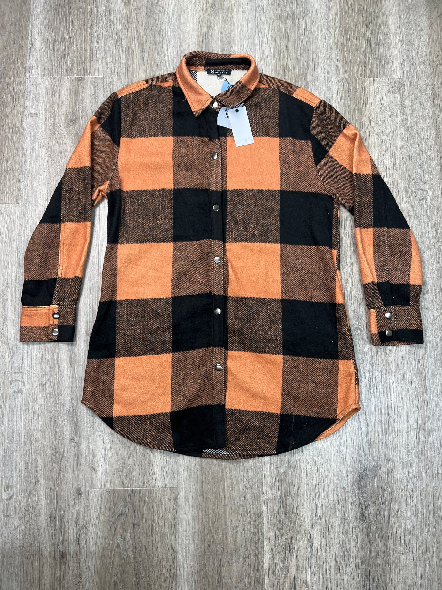 Jacket Shirt By Collection CEZELE  In Black & Orange, Size: S