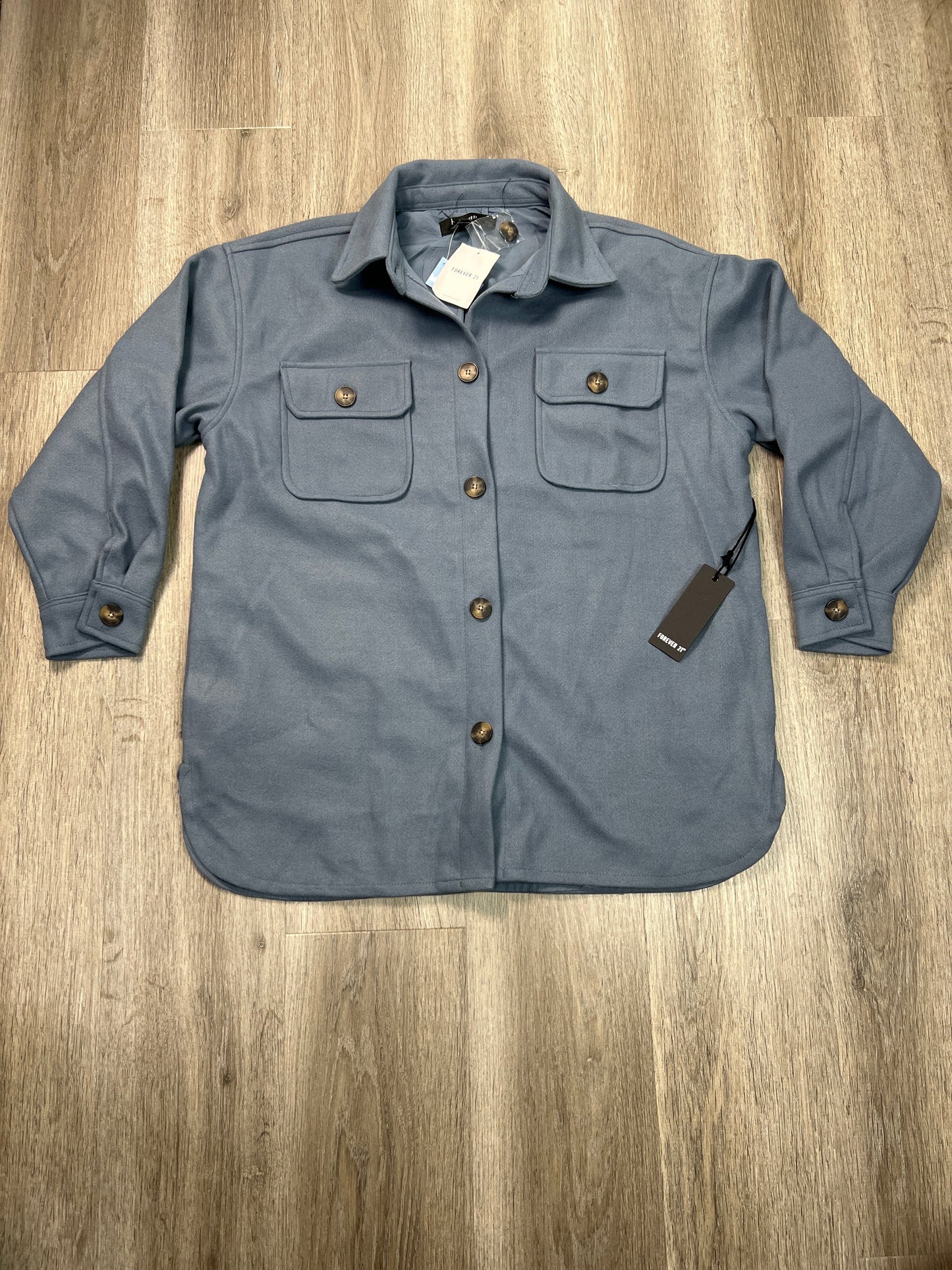 Jacket Shirt By Forever 21 In Blue, Size: S