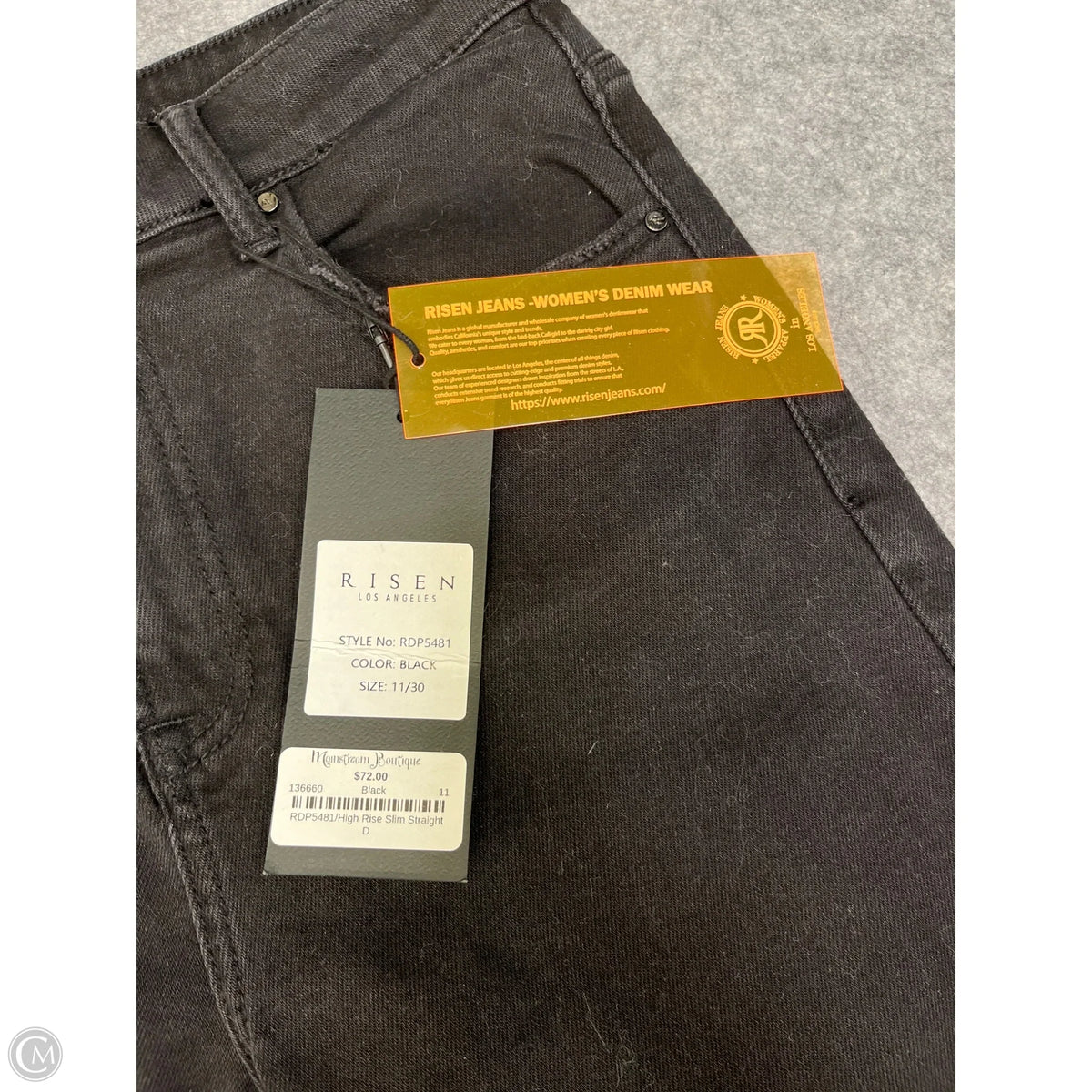 Jeans Straight By Risen In Black Denim, Size: 10