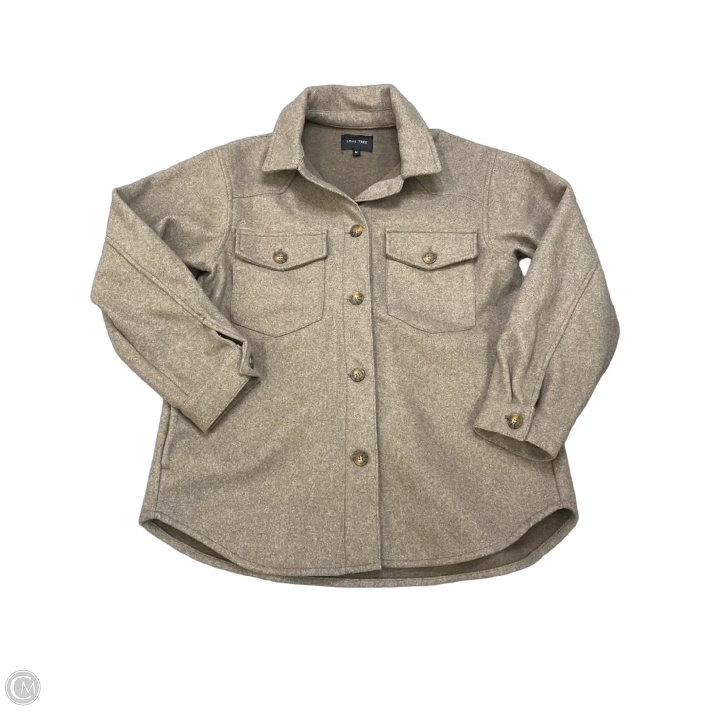Jacket Shirt By Love Tree In Brown, Size: M