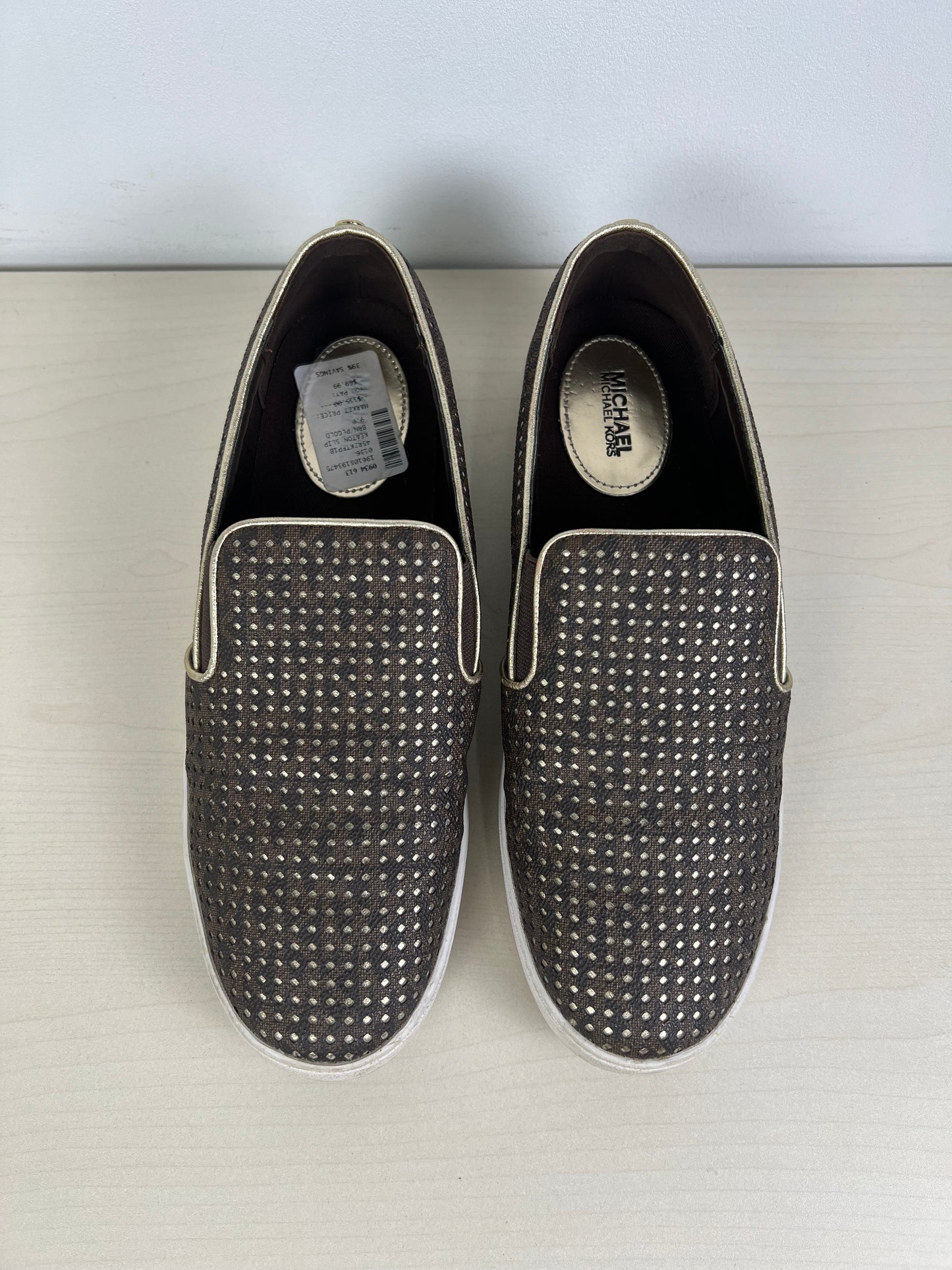 Black & Gold Shoes Flats Michael By Michael Kors, Size 9