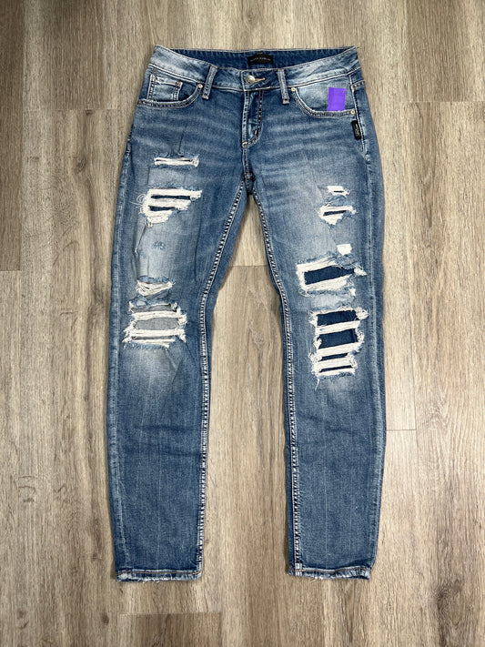 Blue Denim Jeans Boyfriend Silver, Size 4