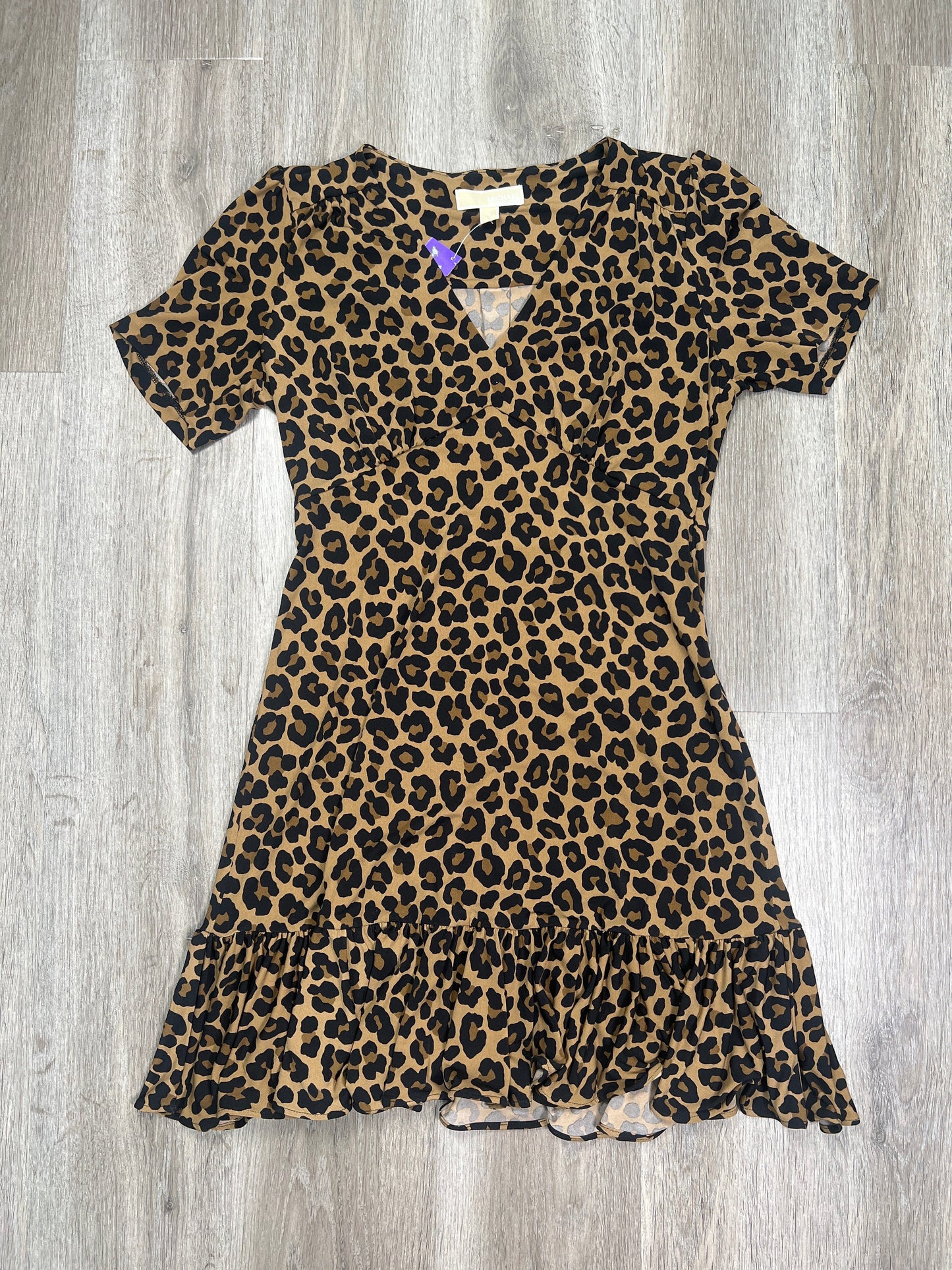Leopard Print Dress Casual Midi Michael By Michael Kors, Size M