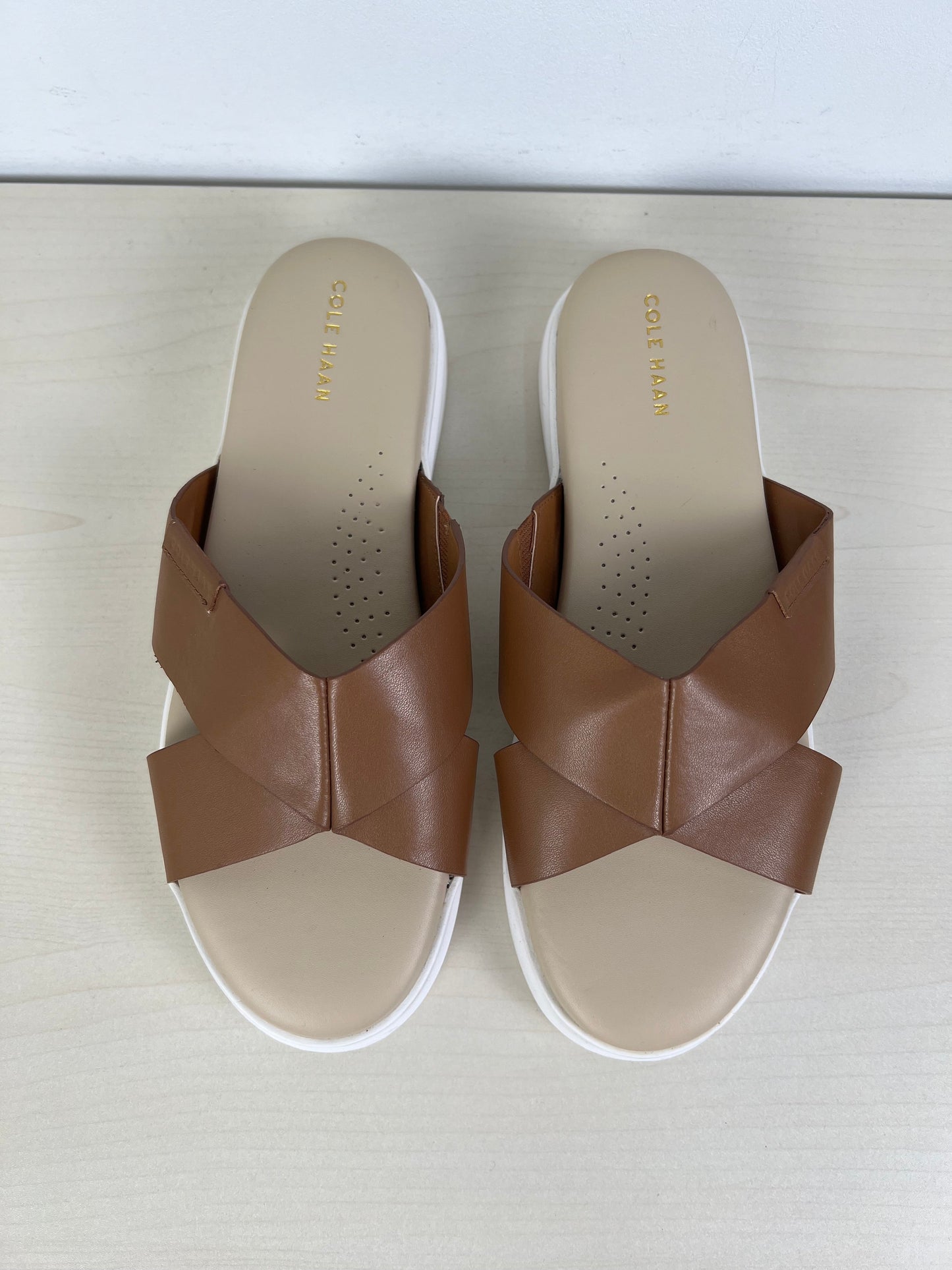 Brown & White Sandals Flats Cole-haan, Size 8