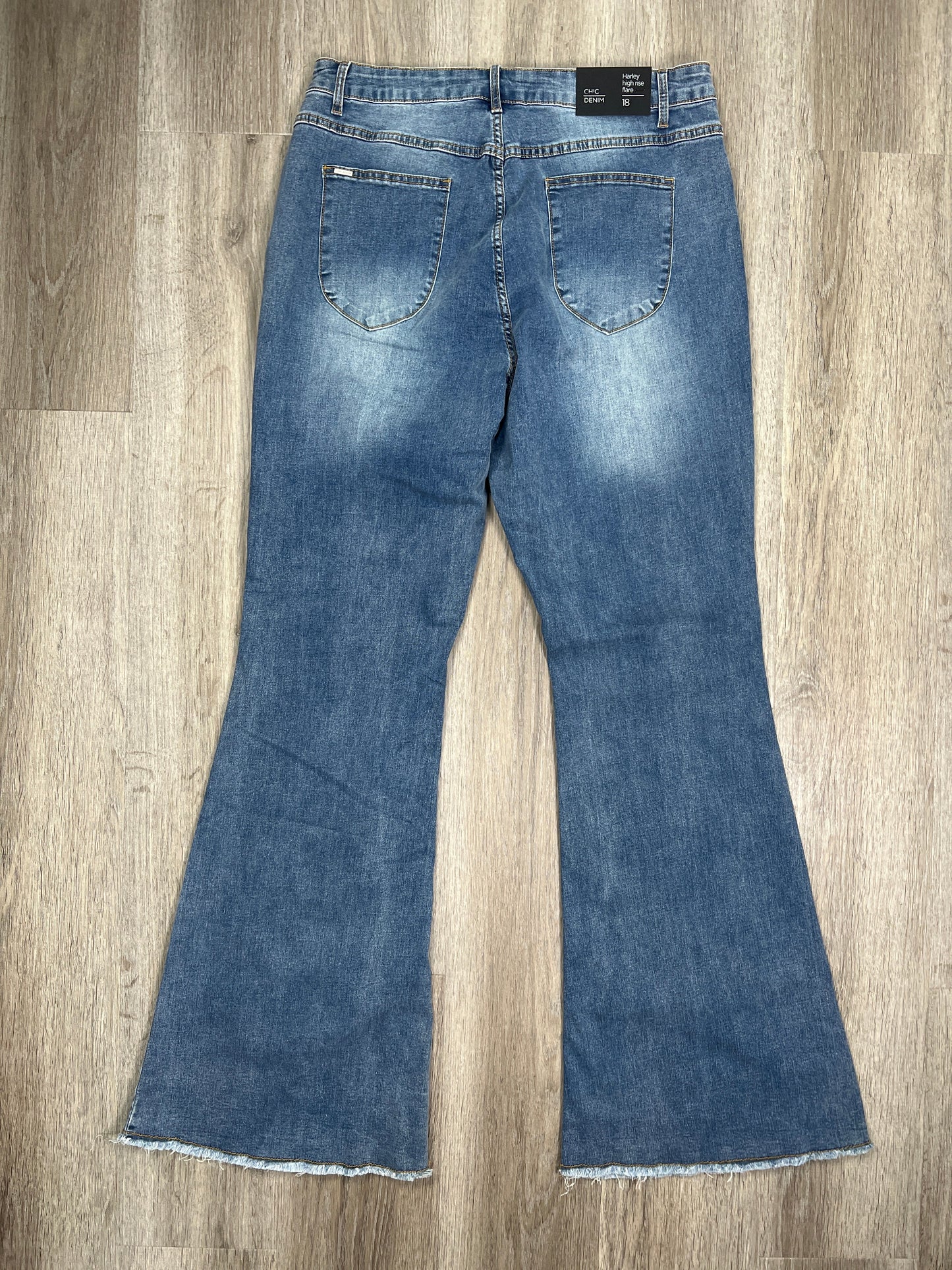 Blue Denim Jeans Flared Chic, Size 18