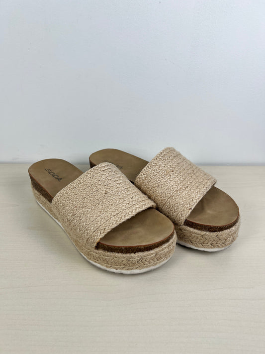 Tan Sandals Heels Platform Soda, Size 11