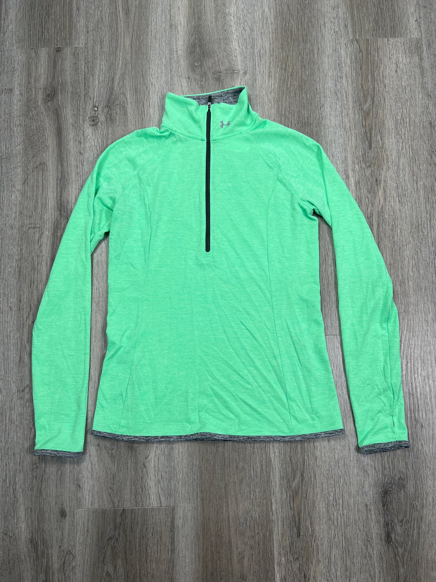 Athletic Top Long Sleeve Collar By Under Armour In Green, Size: S