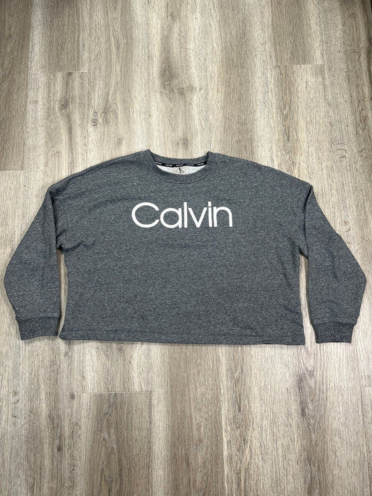 Sweatshirt Crewneck By Calvin Klein In Grey, Size: L