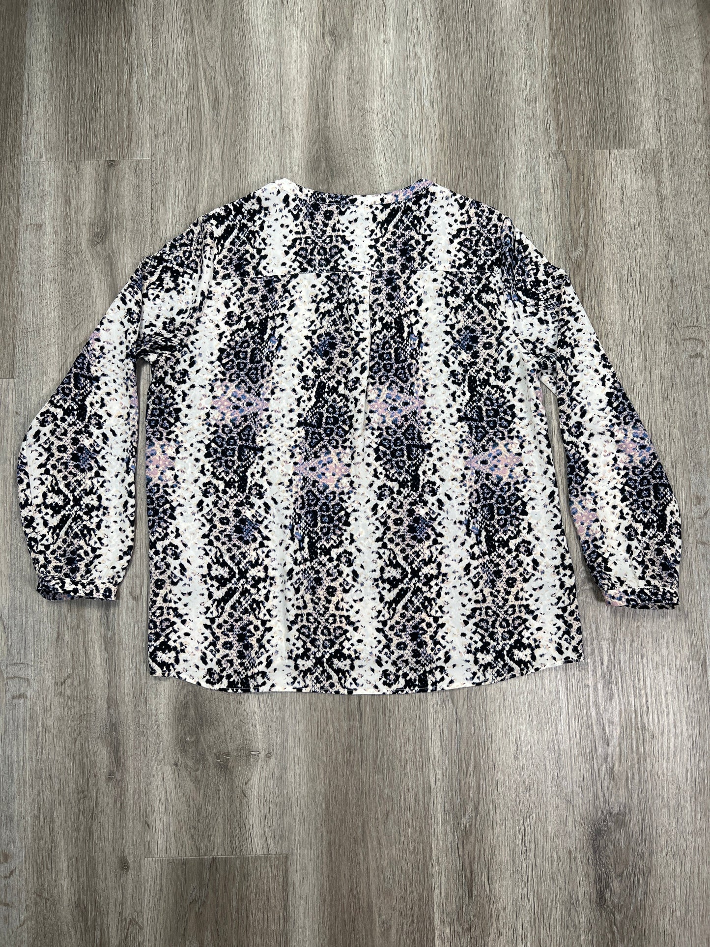 Blouse Long Sleeve By Adrianna Papell In Snakeskin Print, Size: M