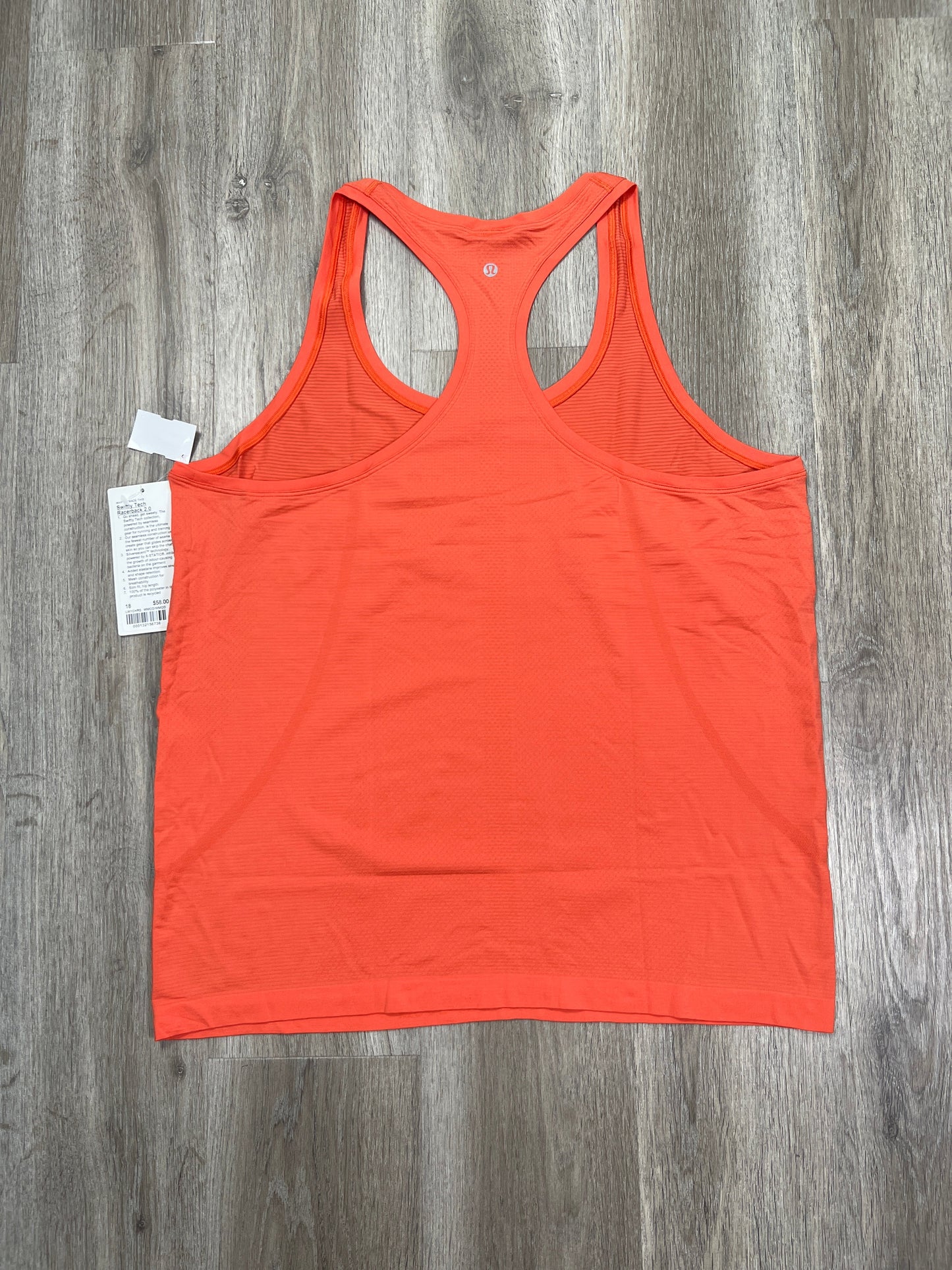 Athletic Tank Top By Lululemon In Orange, Size: 1x