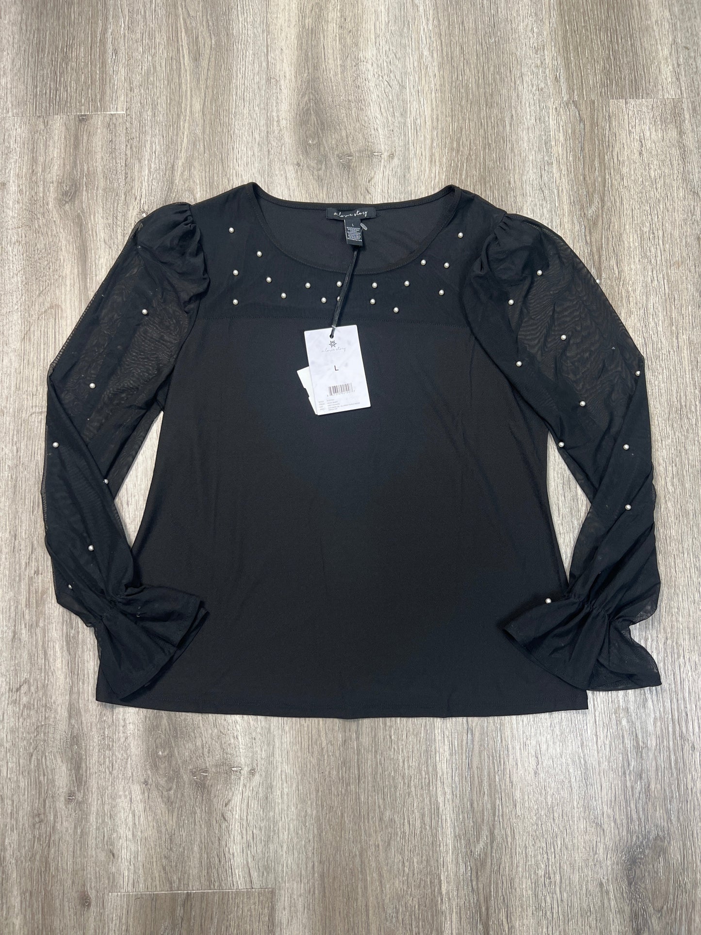 Blouse Long Sleeve By A LOVE STORY In Black & White, Size: L