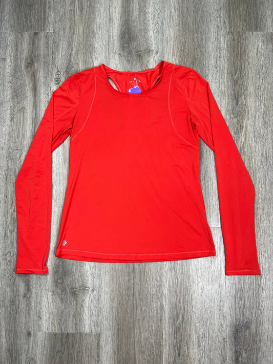 Red Athletic Top Long Sleeve Crewneck Athleta, Size S