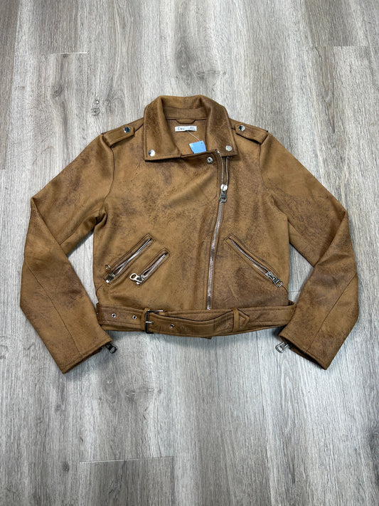 Jacket Moto By Dex In Brown, Size: S