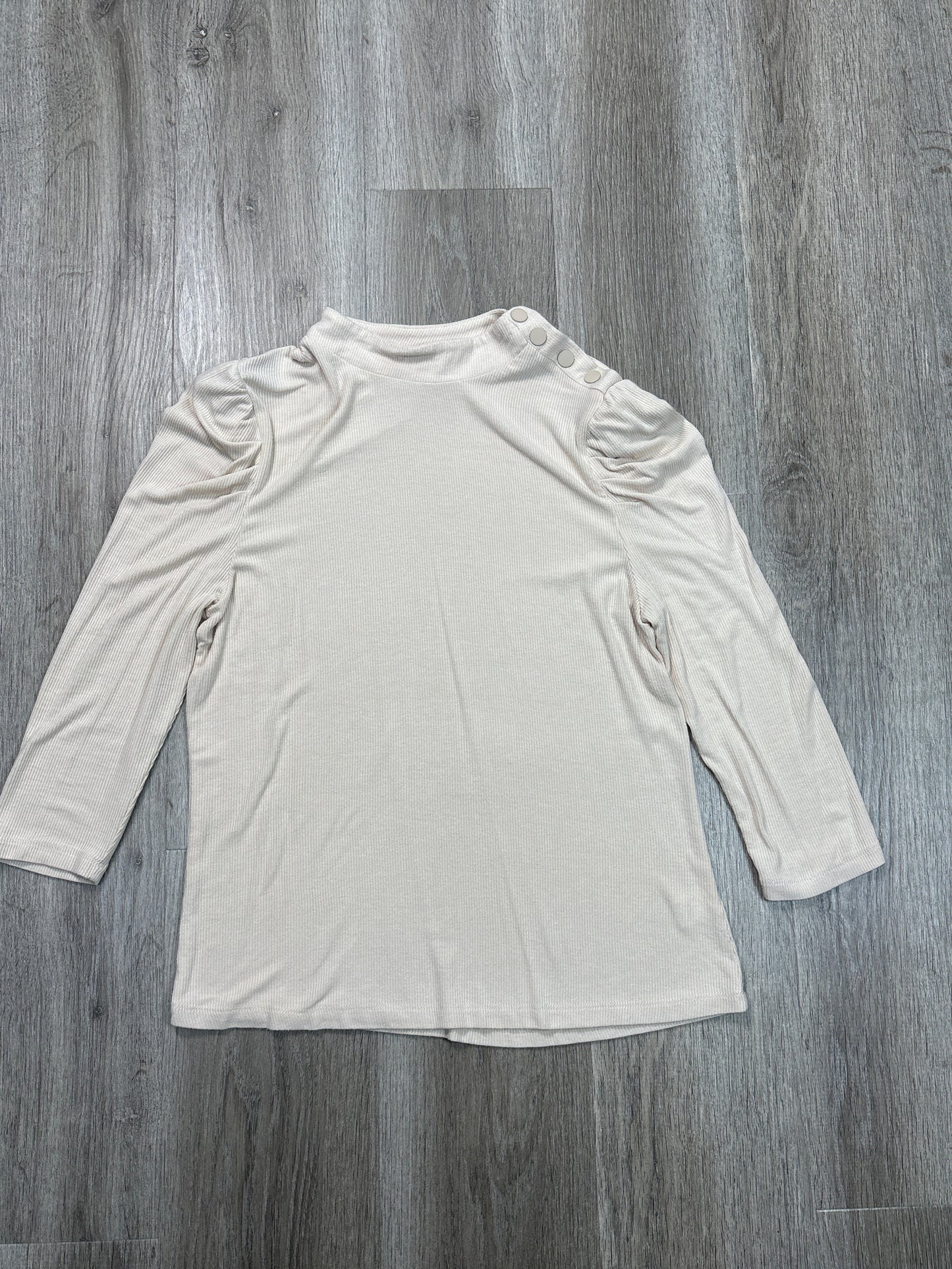 Top Long Sleeve By Evereve In Beige, Size: M