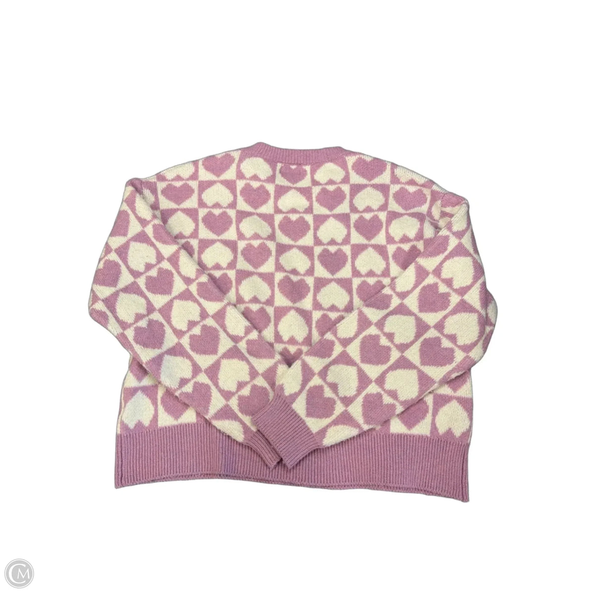 Sweater By Clothes Mentor In Pink & White, Size: M