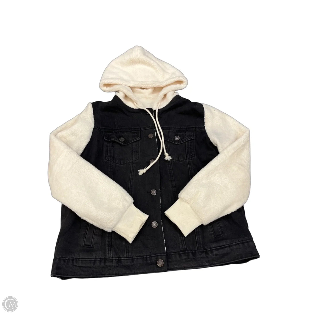 Jacket Denim By Clothes Mentor In Black Denim, Size: M