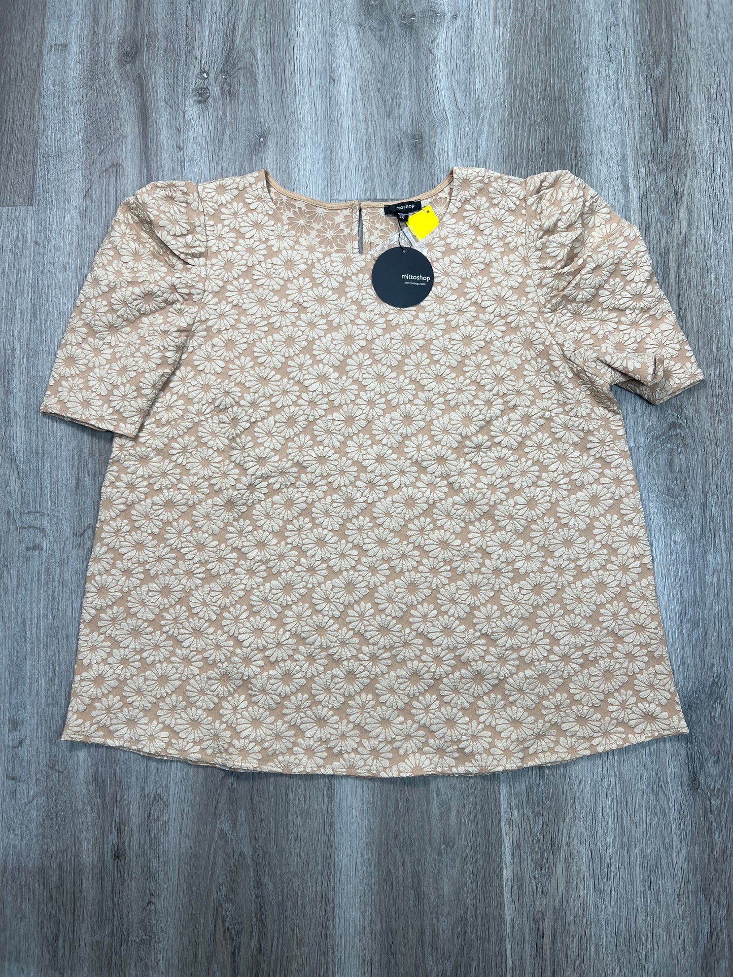 Top Short Sleeve By Mittoshop In Tan, Size: 2x