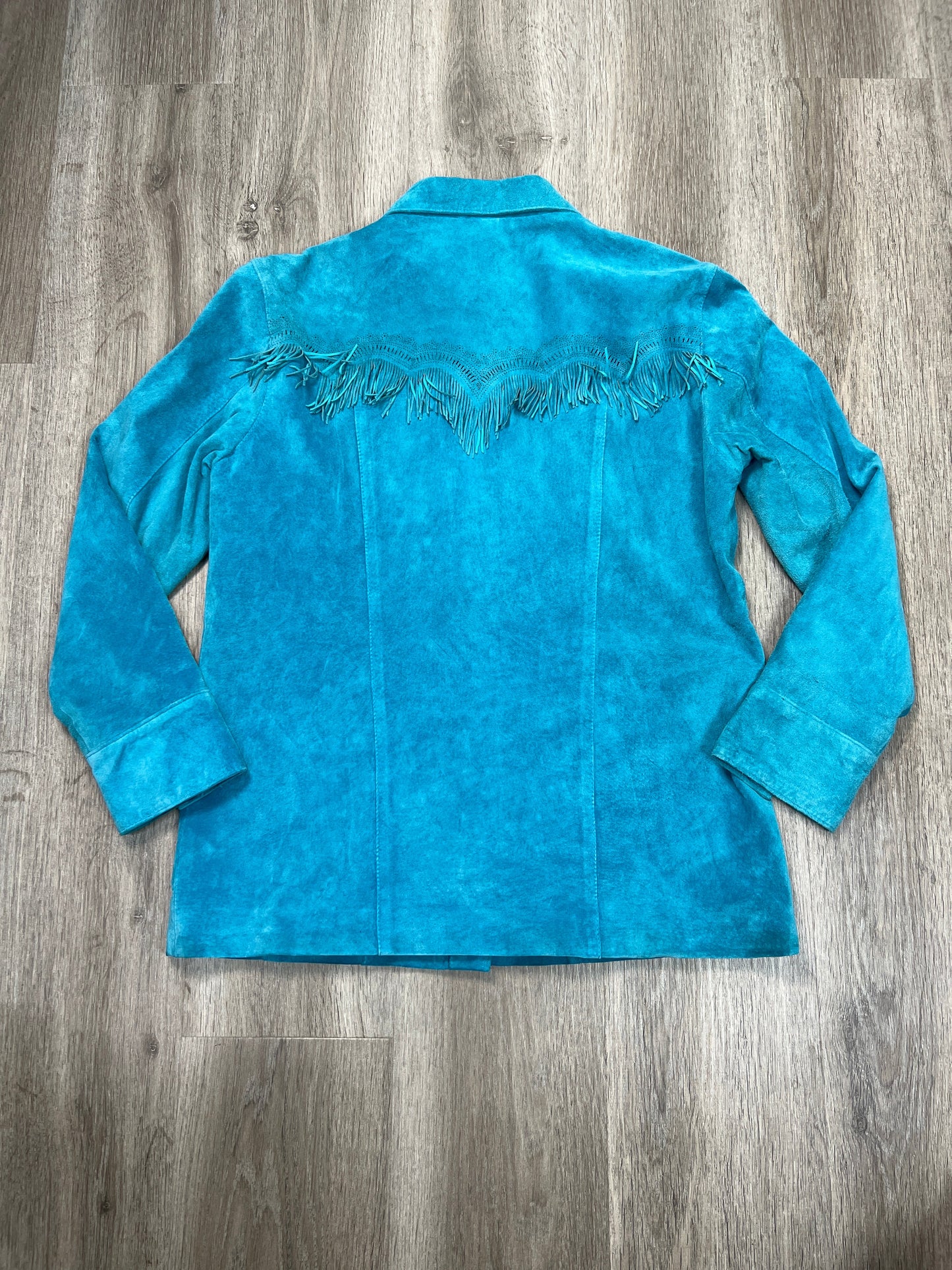 Jacket Leather By Chicos In Blue, Size: M