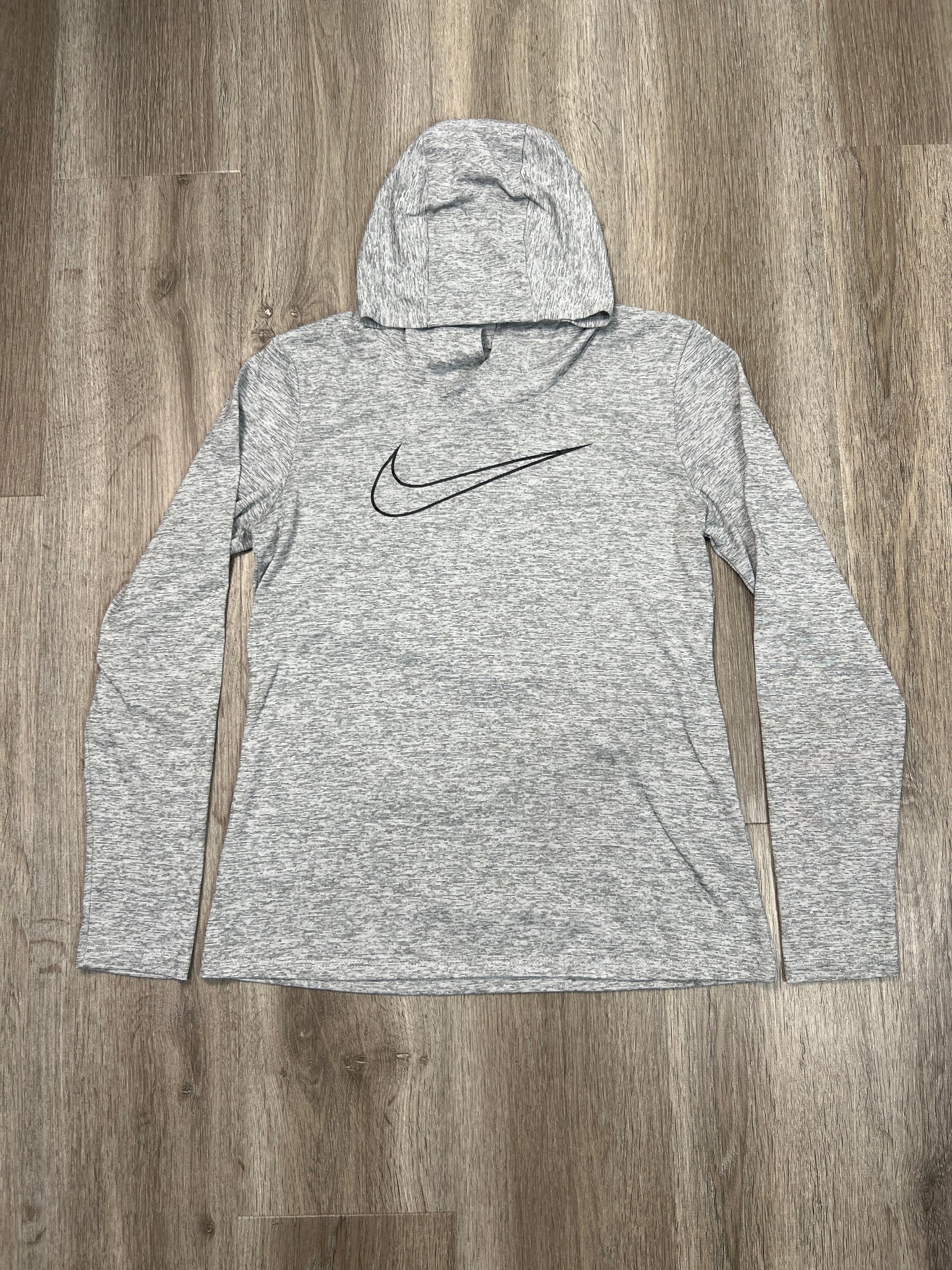 Athletic Top Long Sleeve Hoodie By Nike Apparel In Grey, Size: S