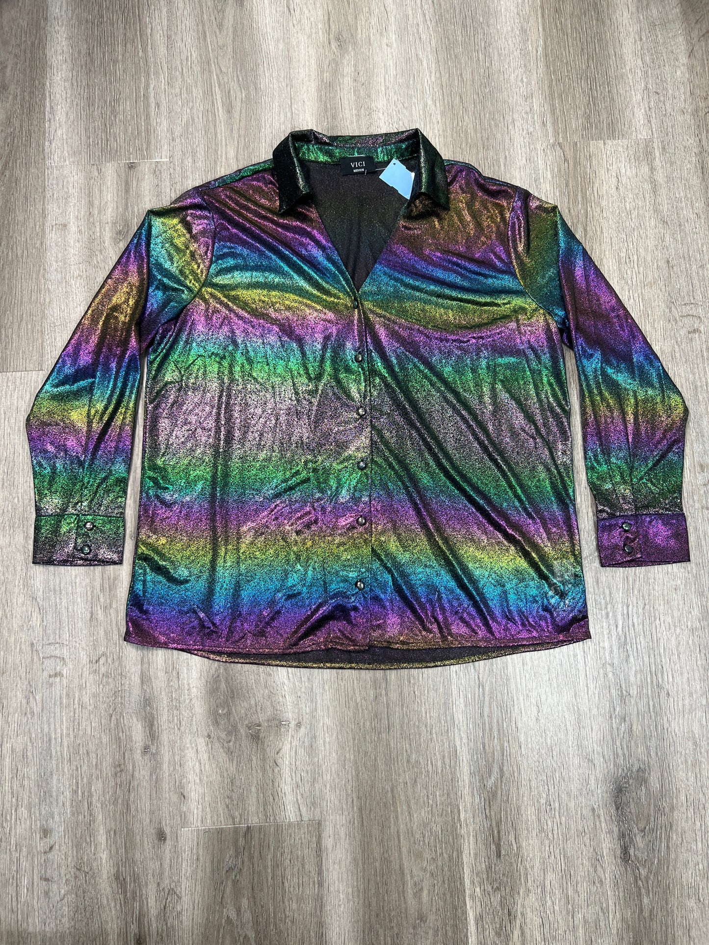 Blouse Long Sleeve By Vici In Multi-colored, Size: M