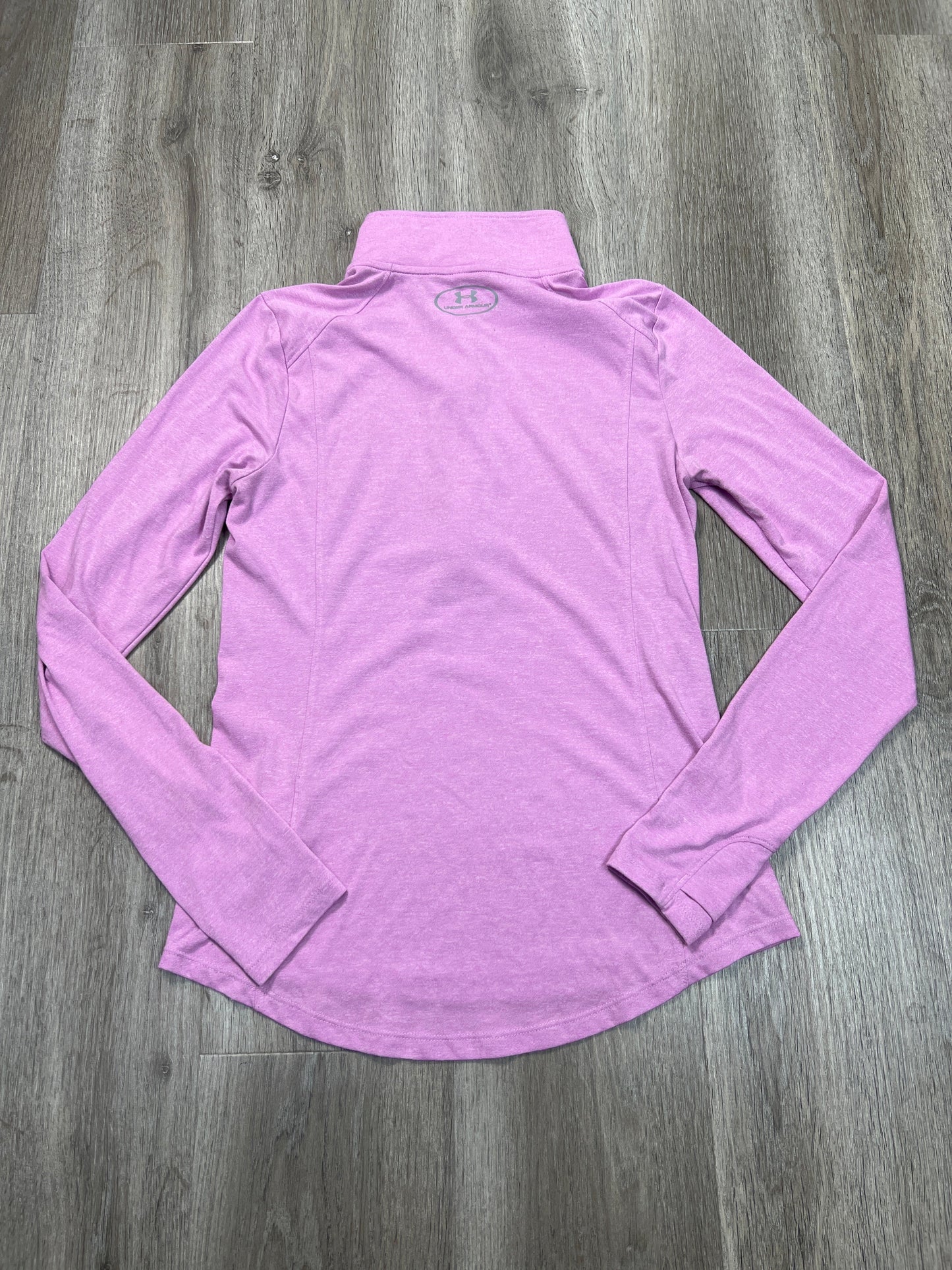 Athletic Top Long Sleeve Collar By Under Armour In Pink, Size: S