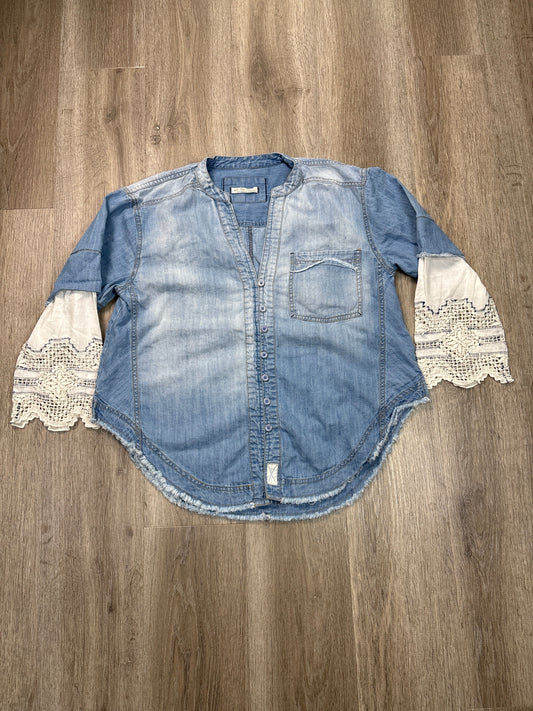 Top Long Sleeve By We The Free In Blue Denim, Size: Xs