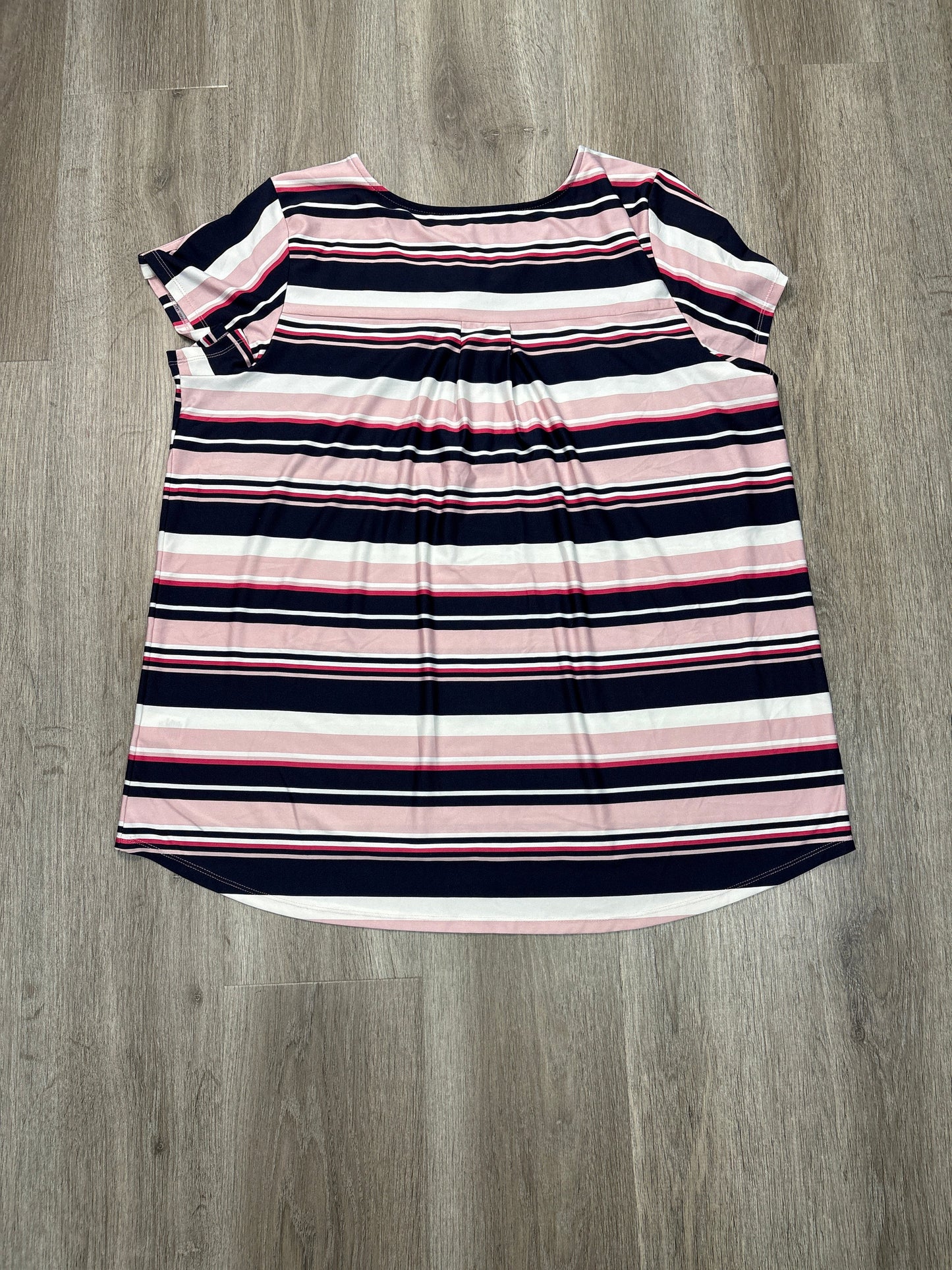 Blouse Short Sleeve By Roz And Ali In Striped Pattern, Size: 2x