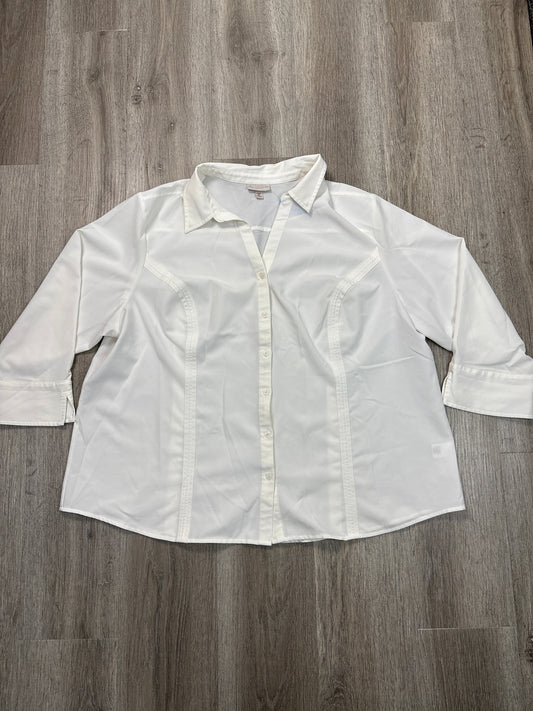 Blouse 3/4 Sleeve By Clothes Mentor In White, Size: 3x