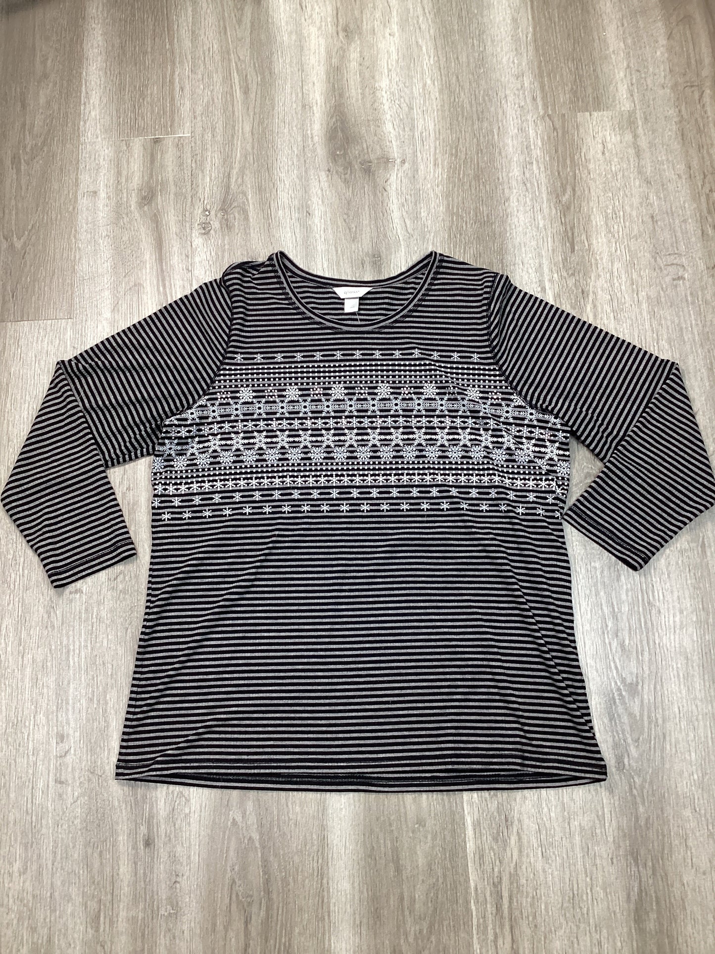 Top Long Sleeve By Cj Banks In Black & Grey, Size: 2x