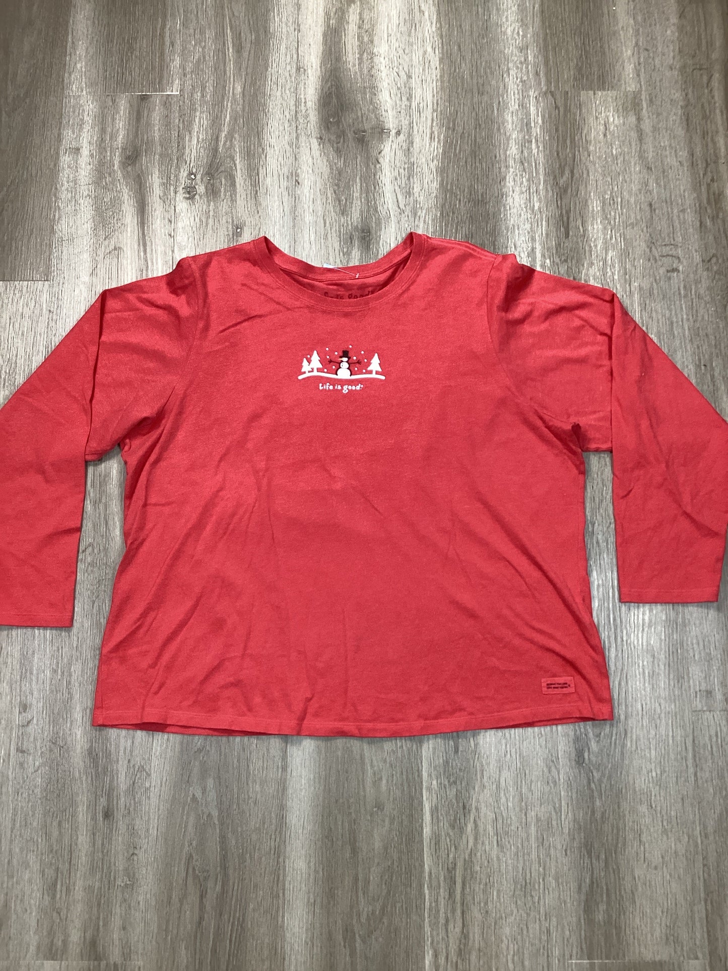 Top Long Sleeve By Life Is Good In Red, Size: 3x