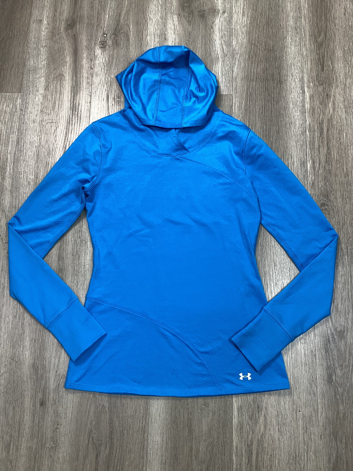 Athletic Top Long Sleeve Hoodie By Under Armour In Blue, Size: M