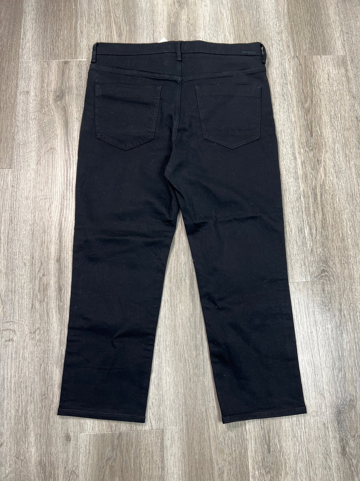 Jeans Straight By Express In Black Denim, Size: 14