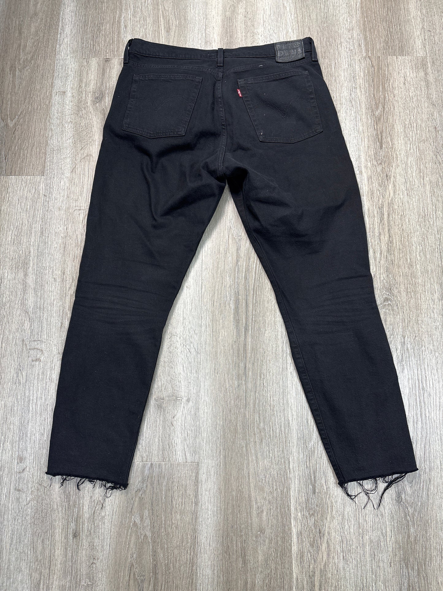 Jeans Straight By Levis In Black Denim, Size: 12