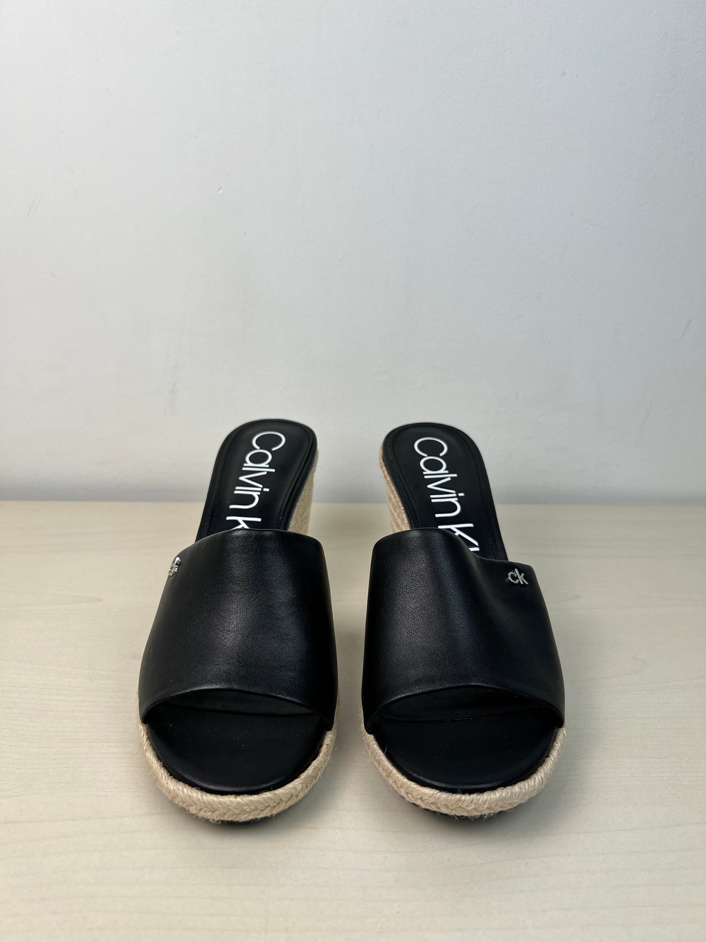 Sandals Heels Wedge By Calvin Klein In Black, Size: 8.5