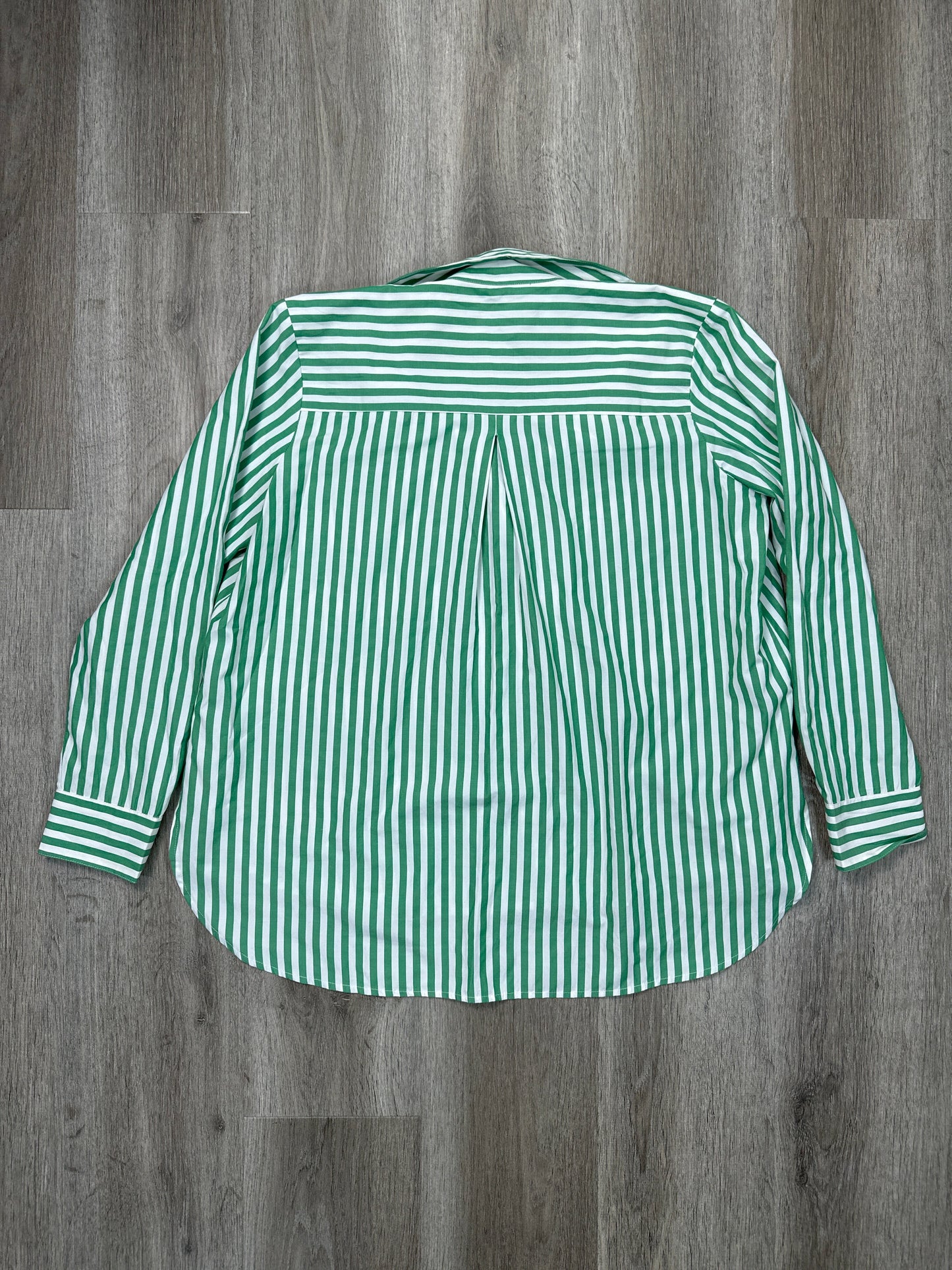 Blouse Long Sleeve By French Connection In Green & White, Size: Xs