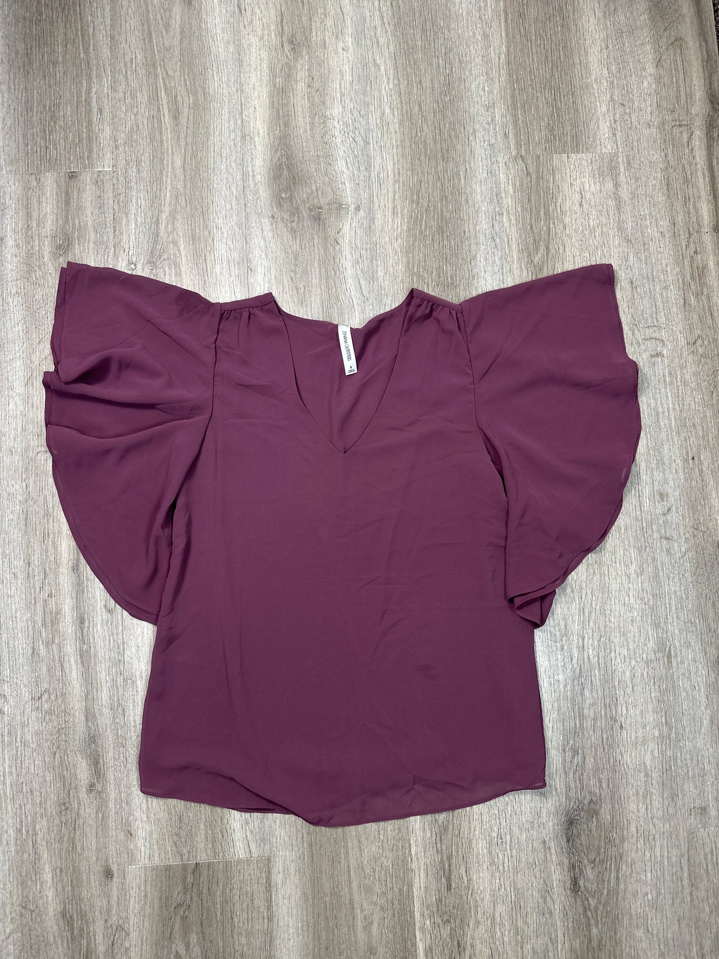 Blouse Short Sleeve By Zenana Outfitters In Purple, Size: S