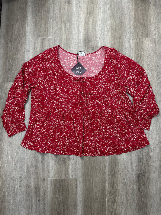 Blouse Long Sleeve By Ava & Viv In Red, Size: 2x