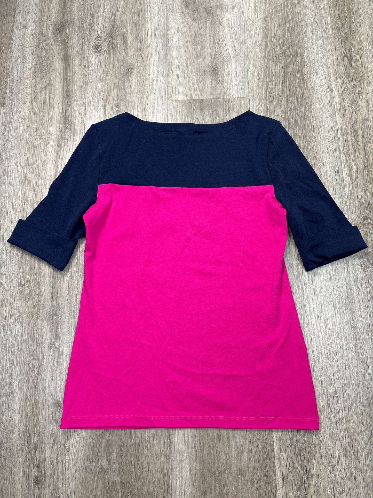 Top Short Sleeve By Lauren By Ralph Lauren In Blue & Pink, Size: M