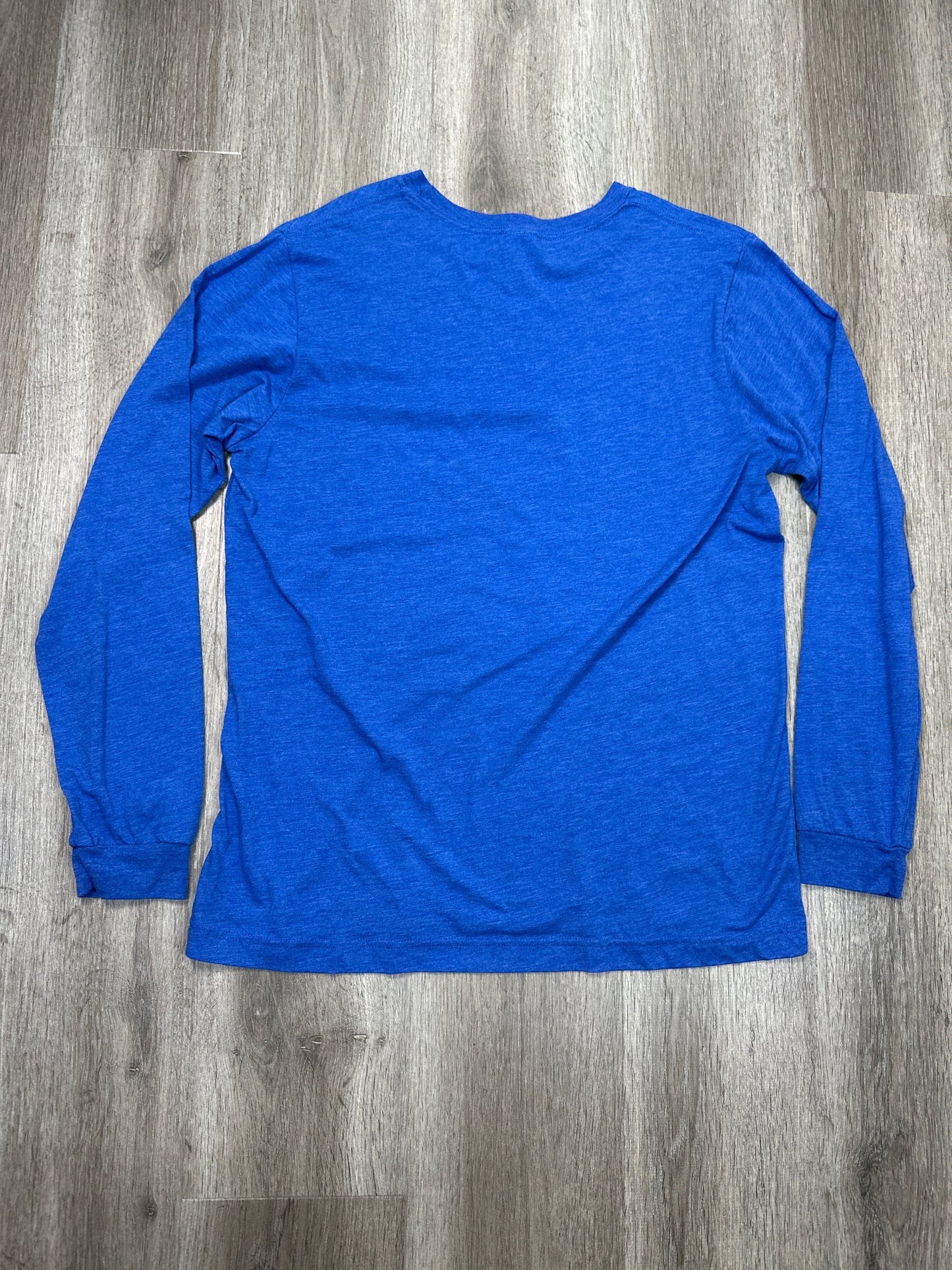 Top Long Sleeve By Bella + Canvas In Blue, Size: L