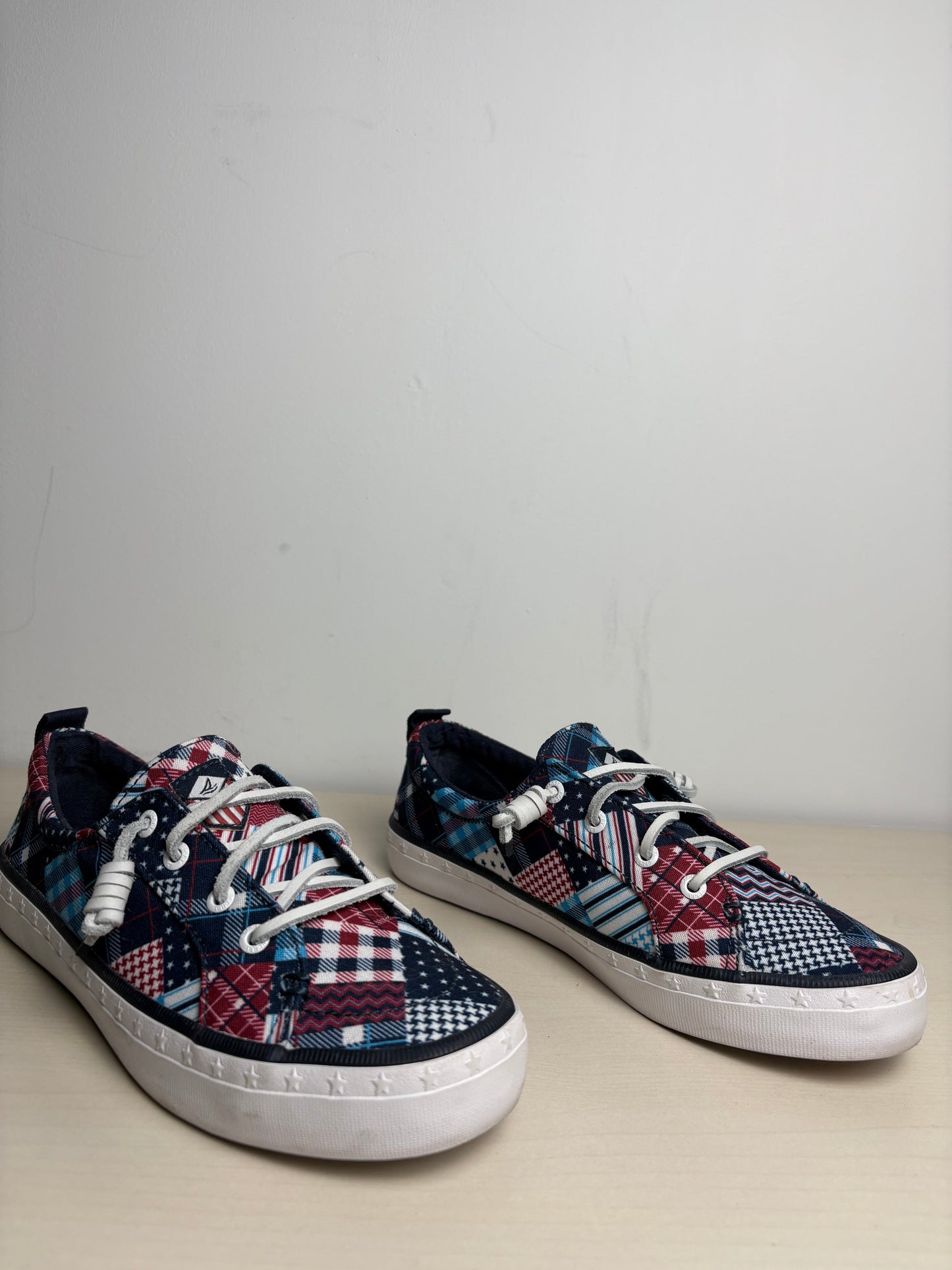 Shoes Sneakers By Sperry In Blue Red & White, Size: 6