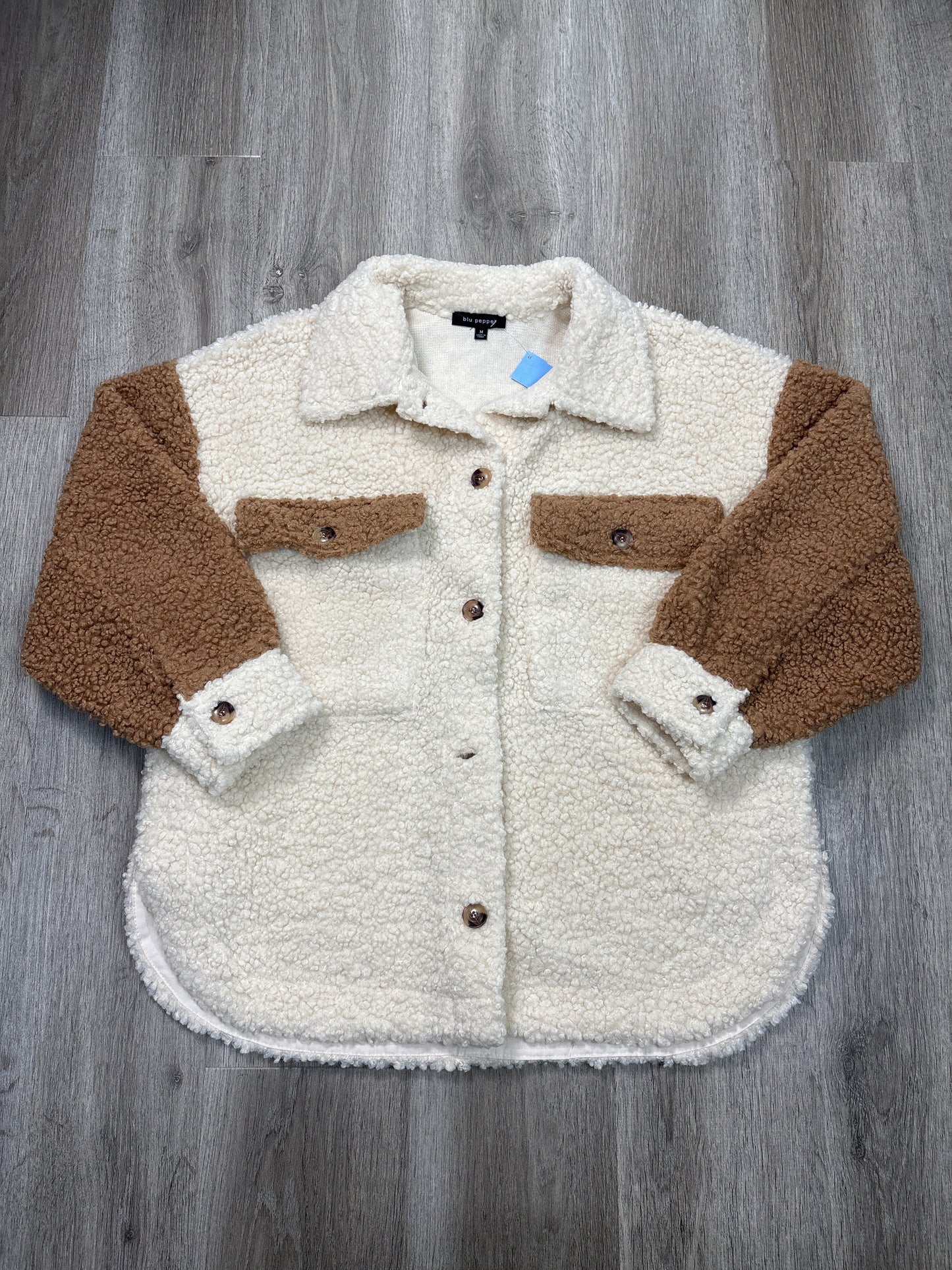 Jacket Faux Fur & Sherpa By Blu Pepper In White, Size: M