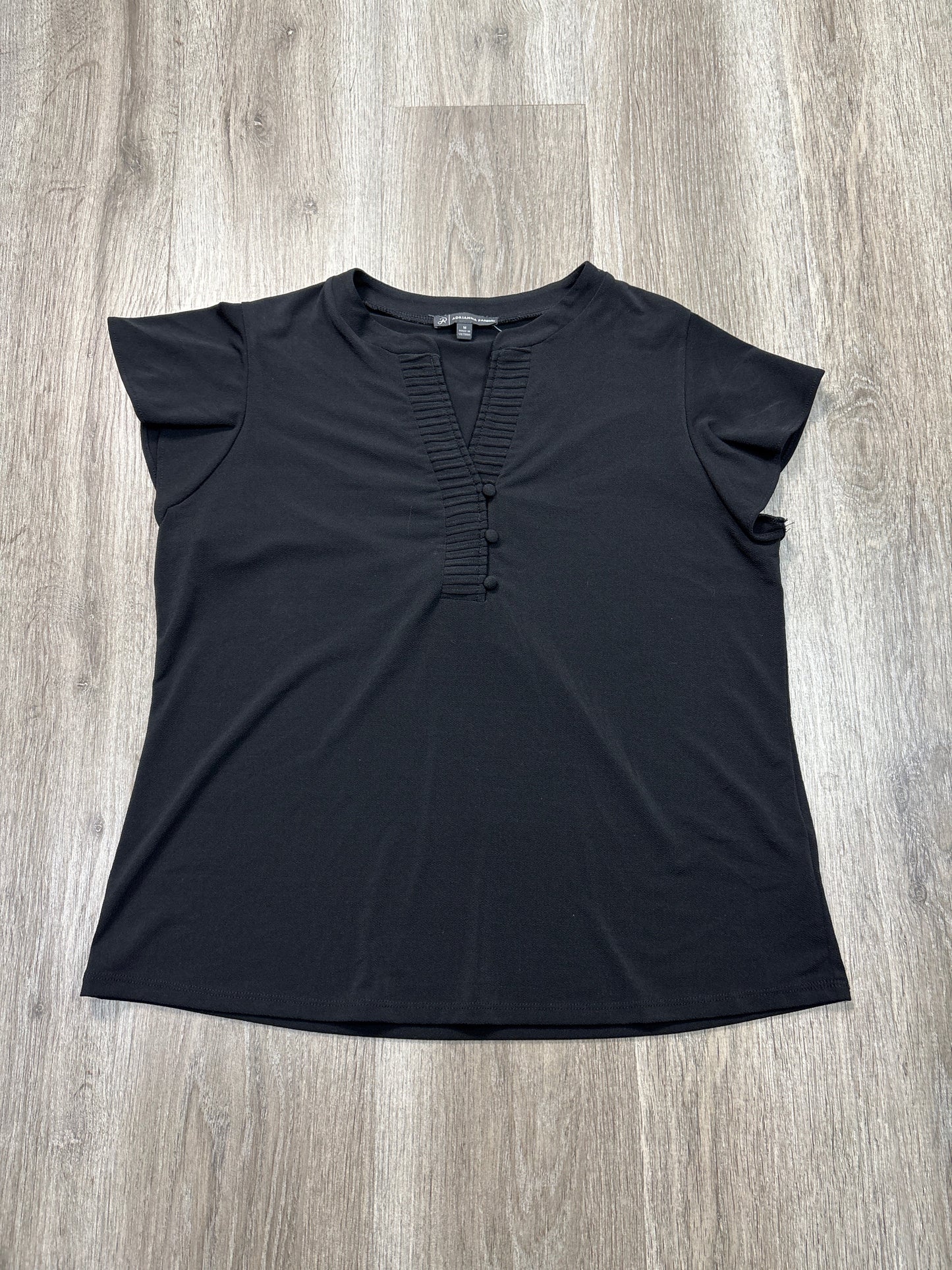 Top Short Sleeve By Adrianna Papell In Black, Size: M