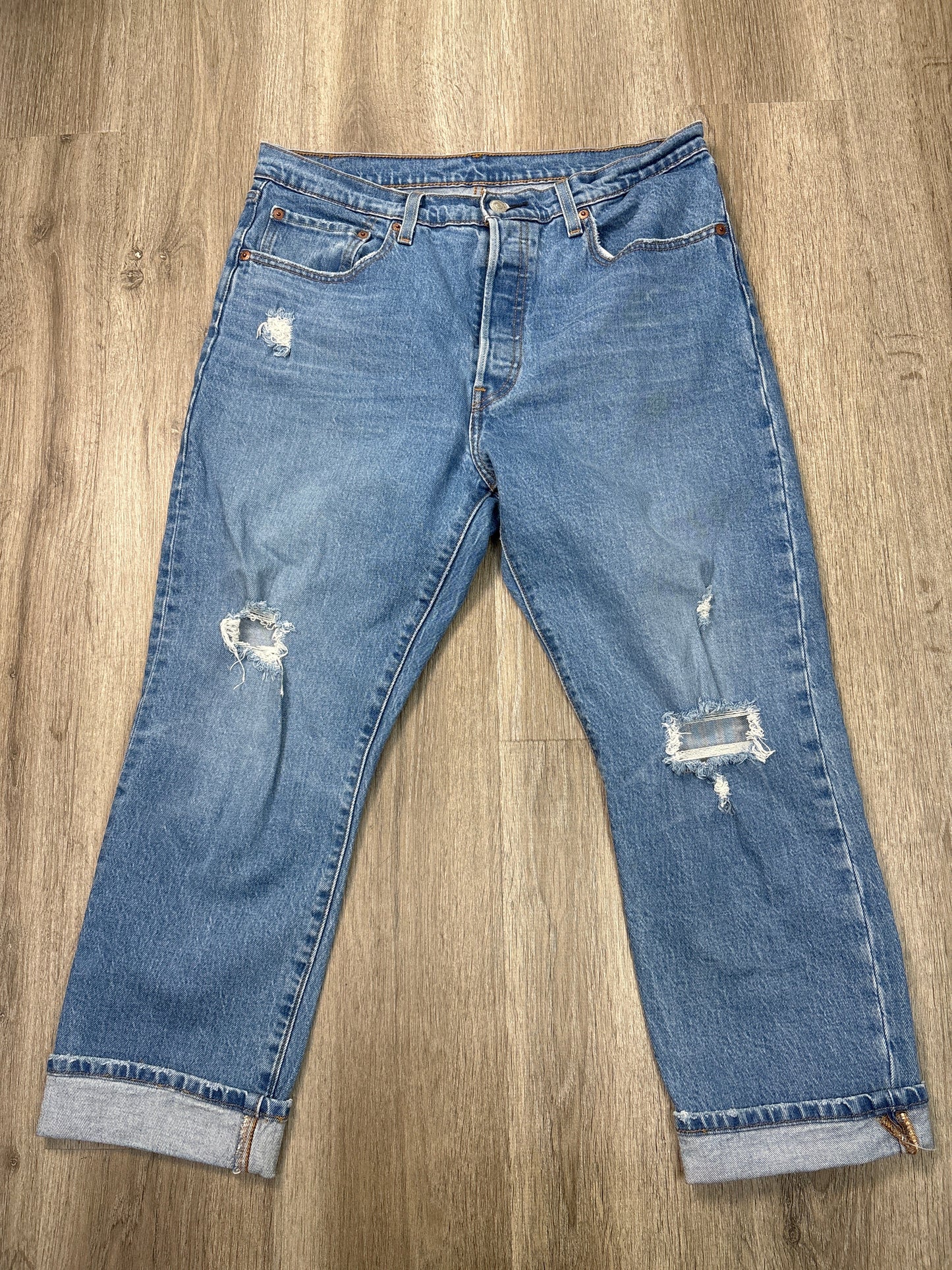 Jeans Cropped By Lucky Brand In Blue Denim, Size: 14