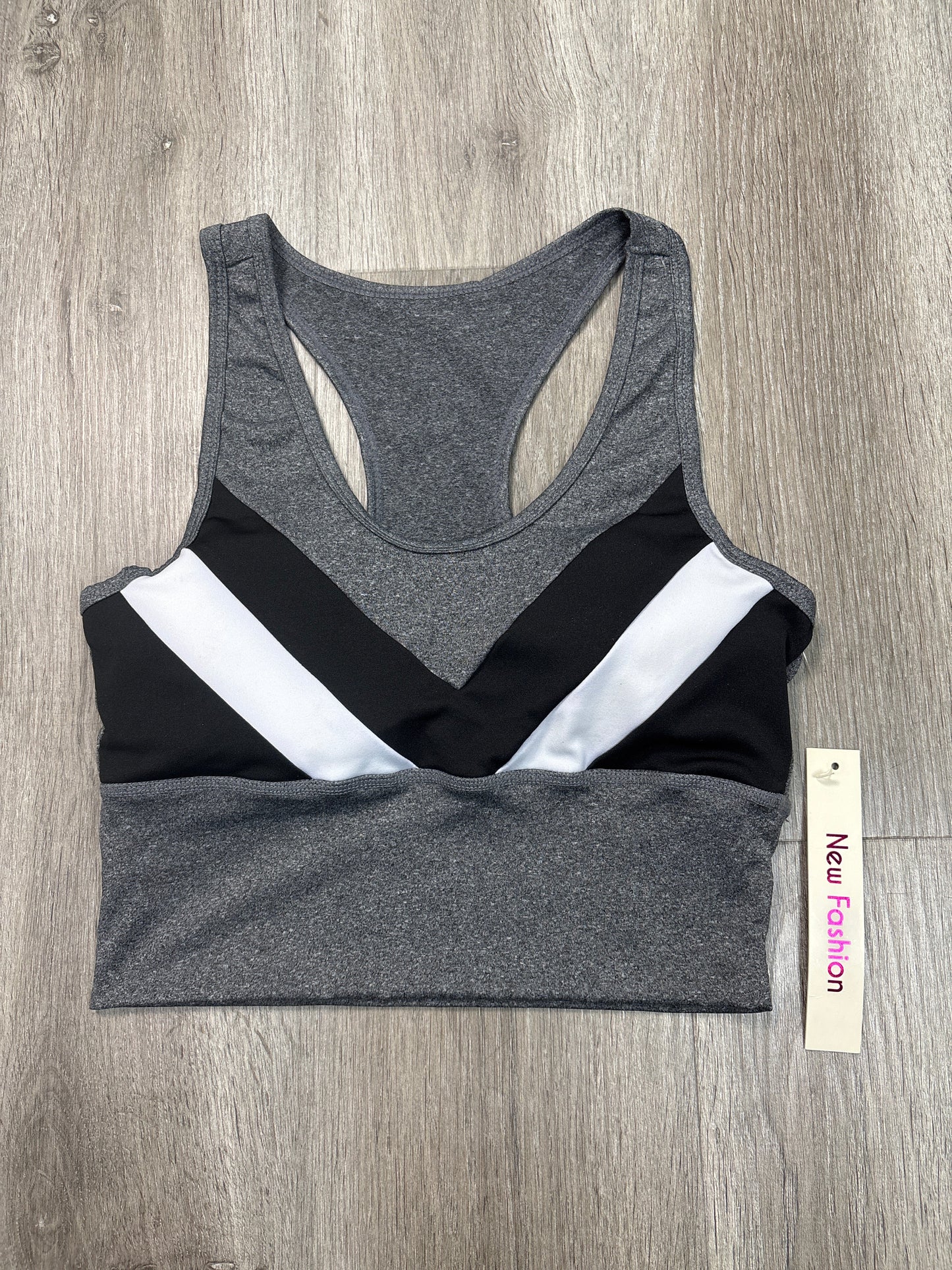 Athletic Bra By New Fashion In Grey, Size: L