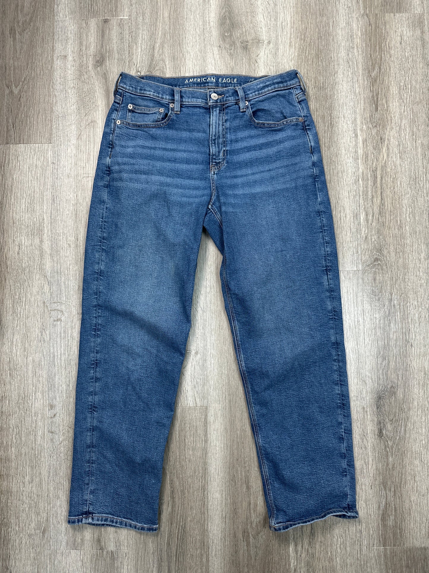 Jeans Straight By American Eagle In Blue Denim, Size: 12