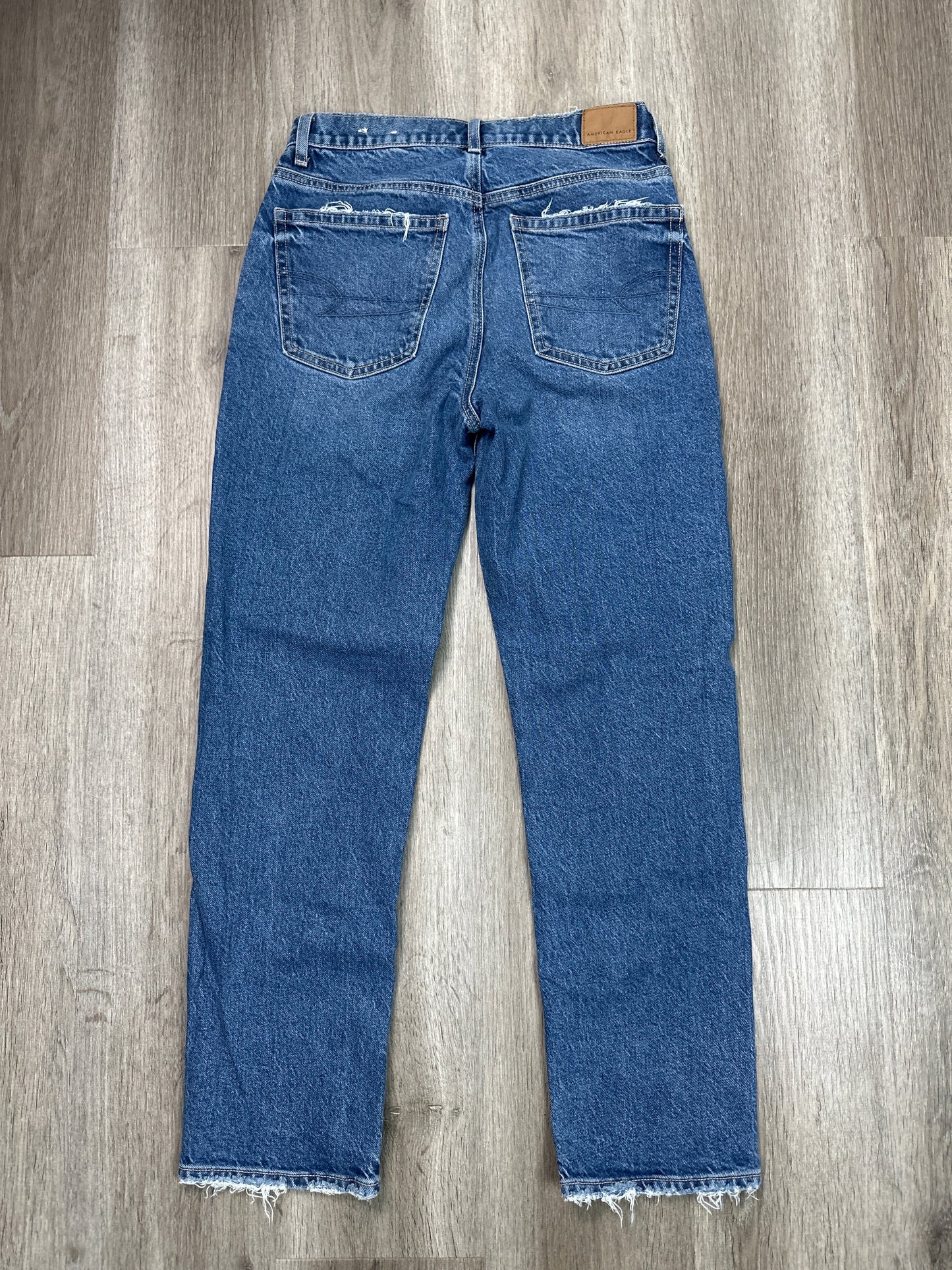 Jeans Straight By American Eagle In Blue Denim, Size: 2