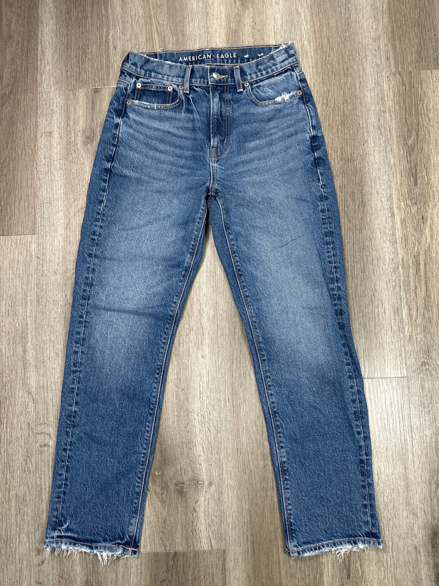 Jeans Straight By American Eagle In Blue Denim, Size: 2