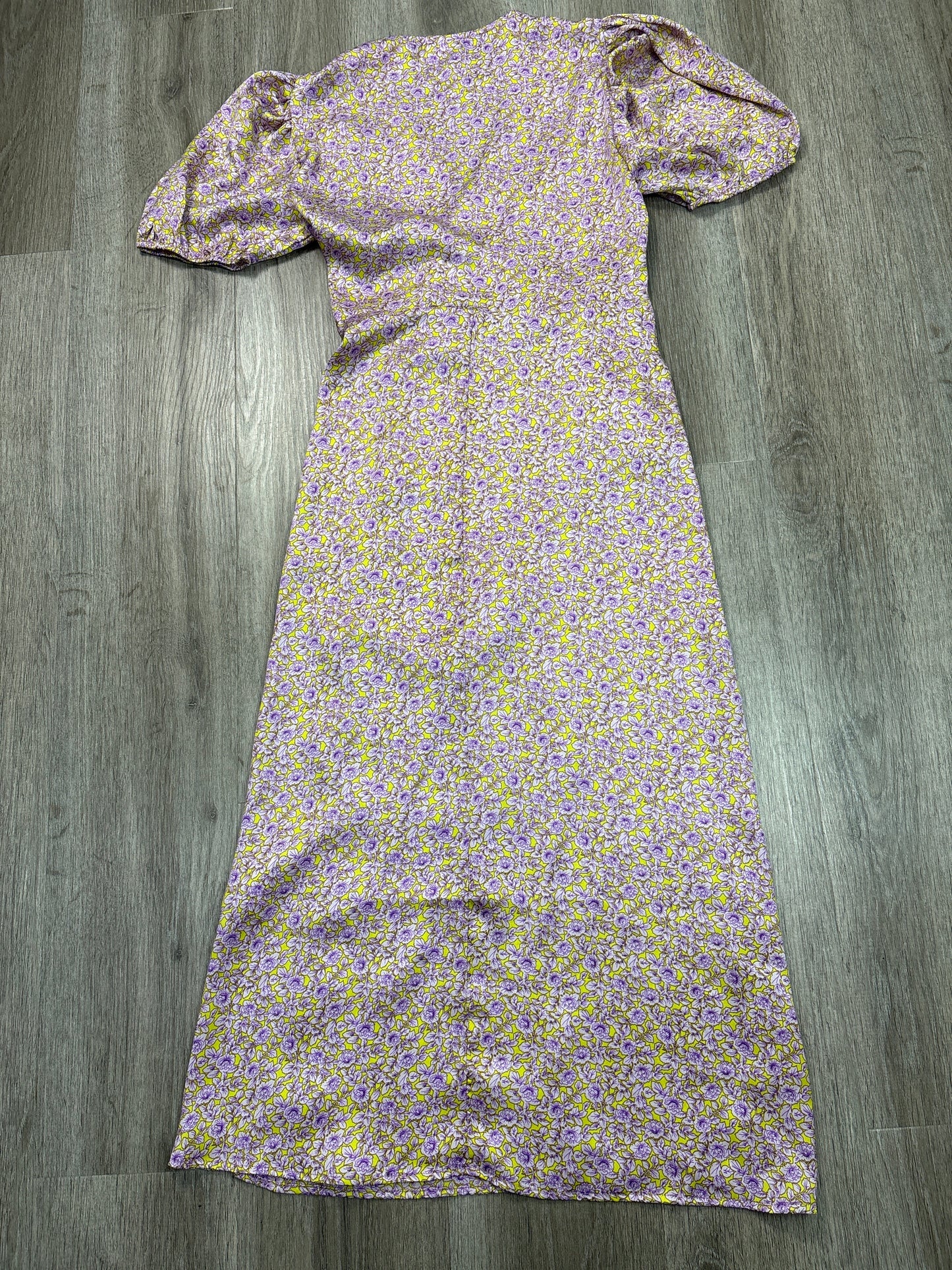 Dress Casual Midi By Vila Milano In Purple & Yellow, Size: L